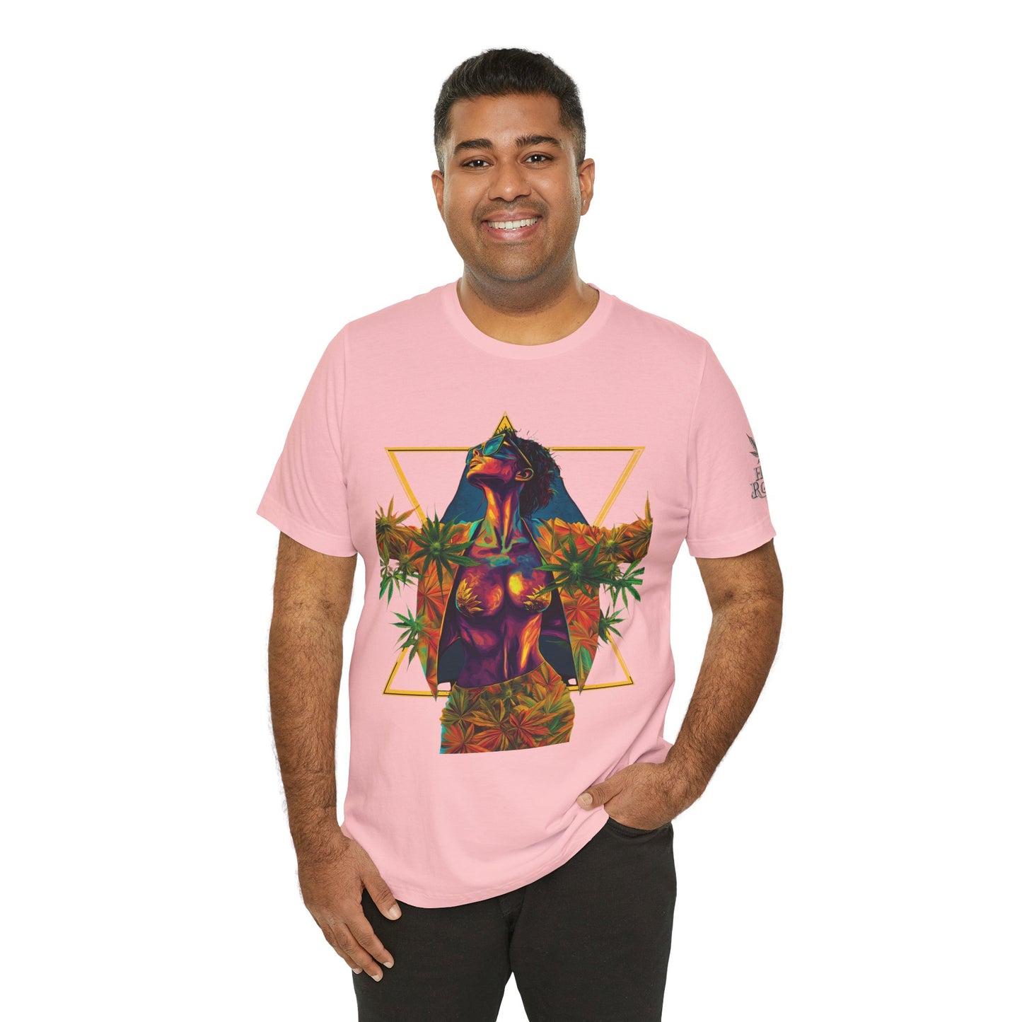 Sacred Geometry Cannabis Goddess Tee - Psychedelic Beauty Art Design | High Roller