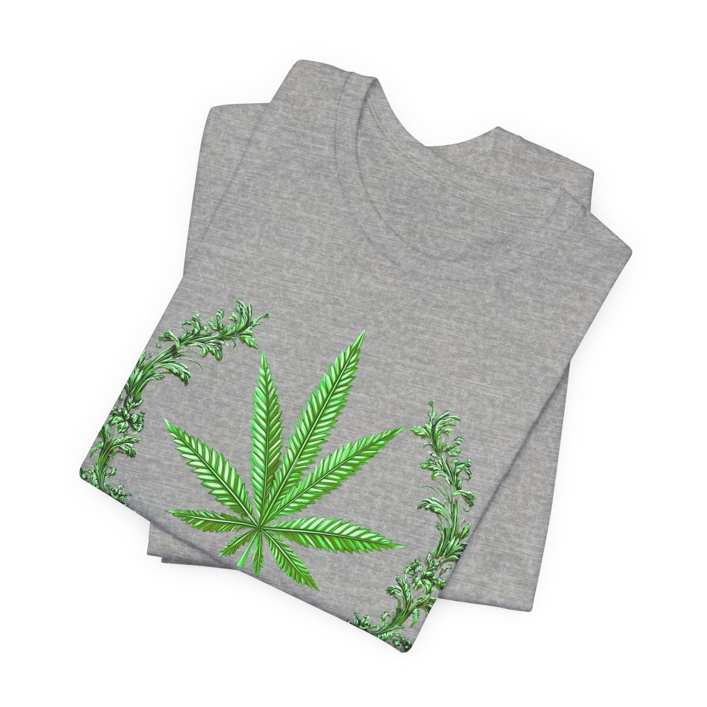 Cannabis Crest Wreath Tee - Botanical Elegance Art Design | High Roller