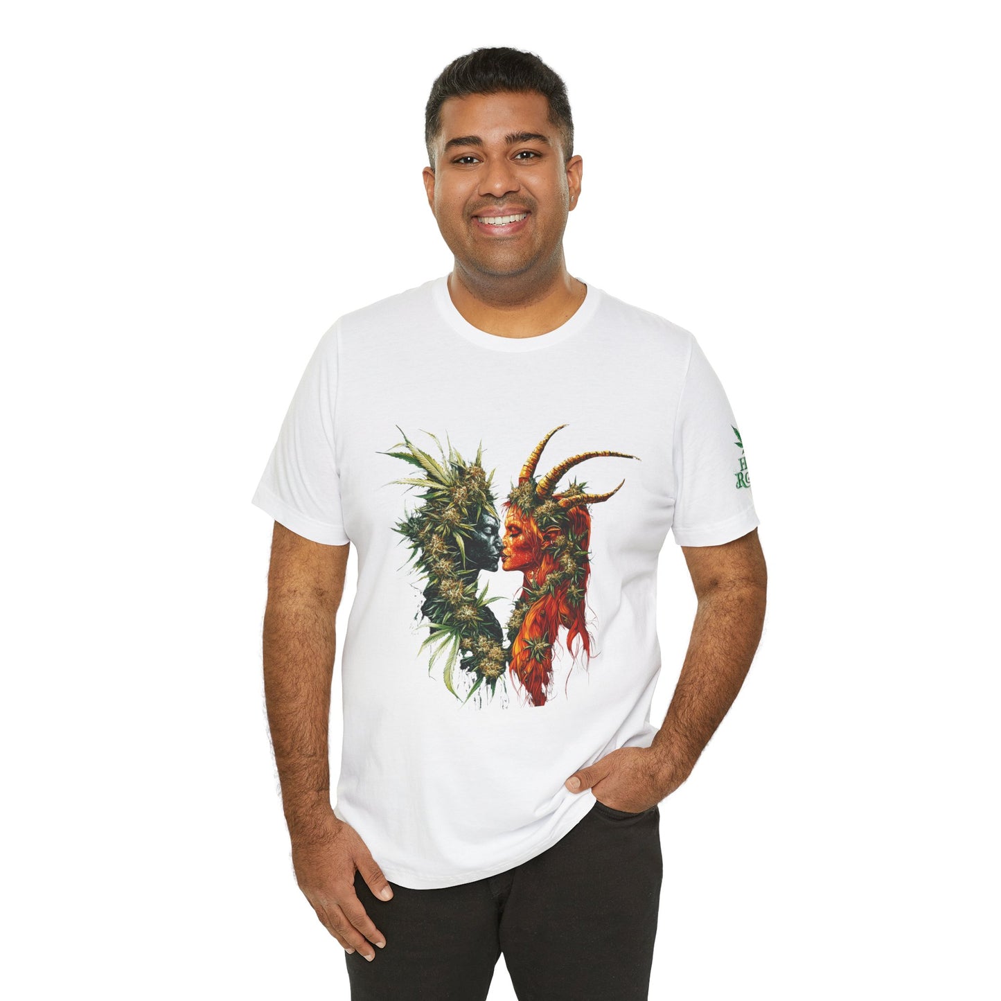 Cannabis Art Dual Face T-Shirt - Premium Unisex Cotton Tee