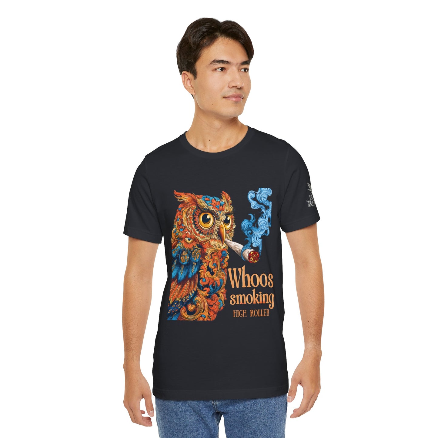 Whoos Smoking Owl Tee - Wise Cannabis Art Design | High Roller