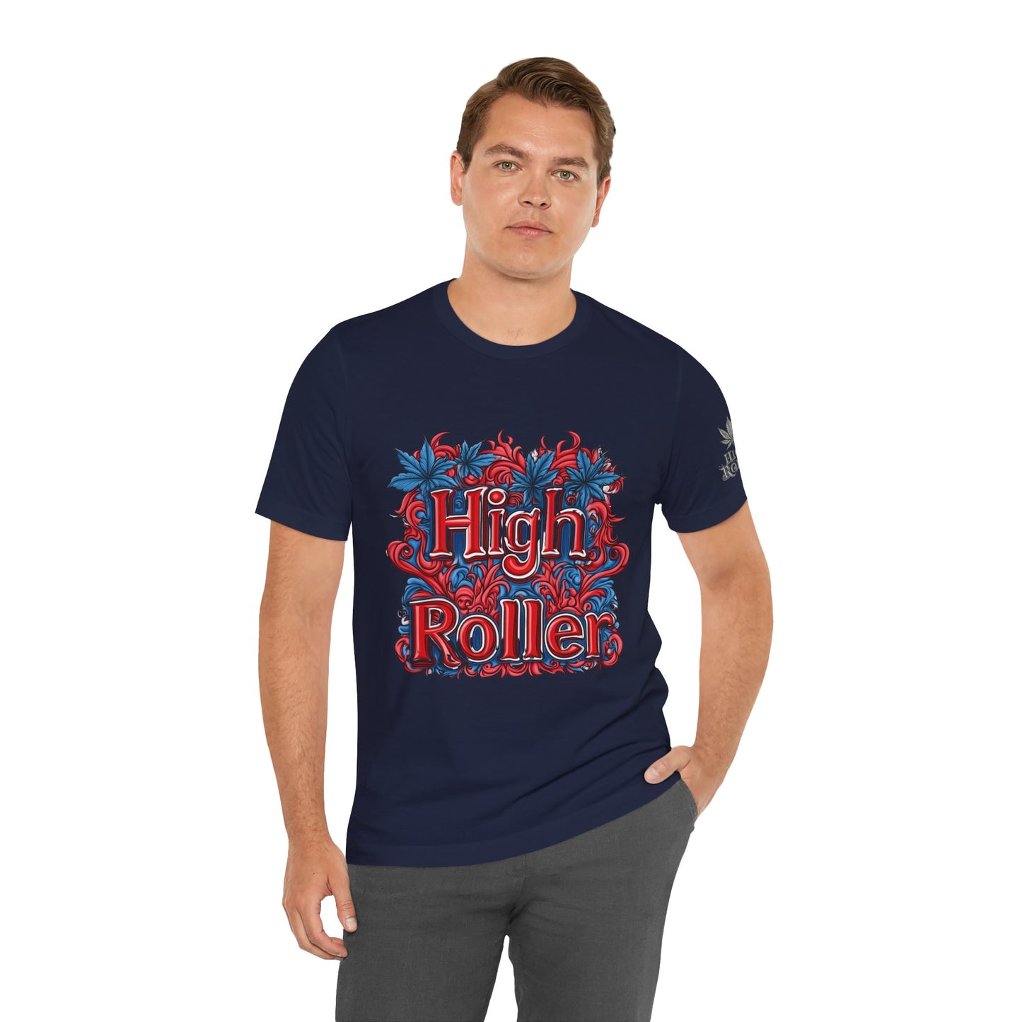 High Roller Ornate Logo Tee - Cannabis Typography Art Design | High Roller