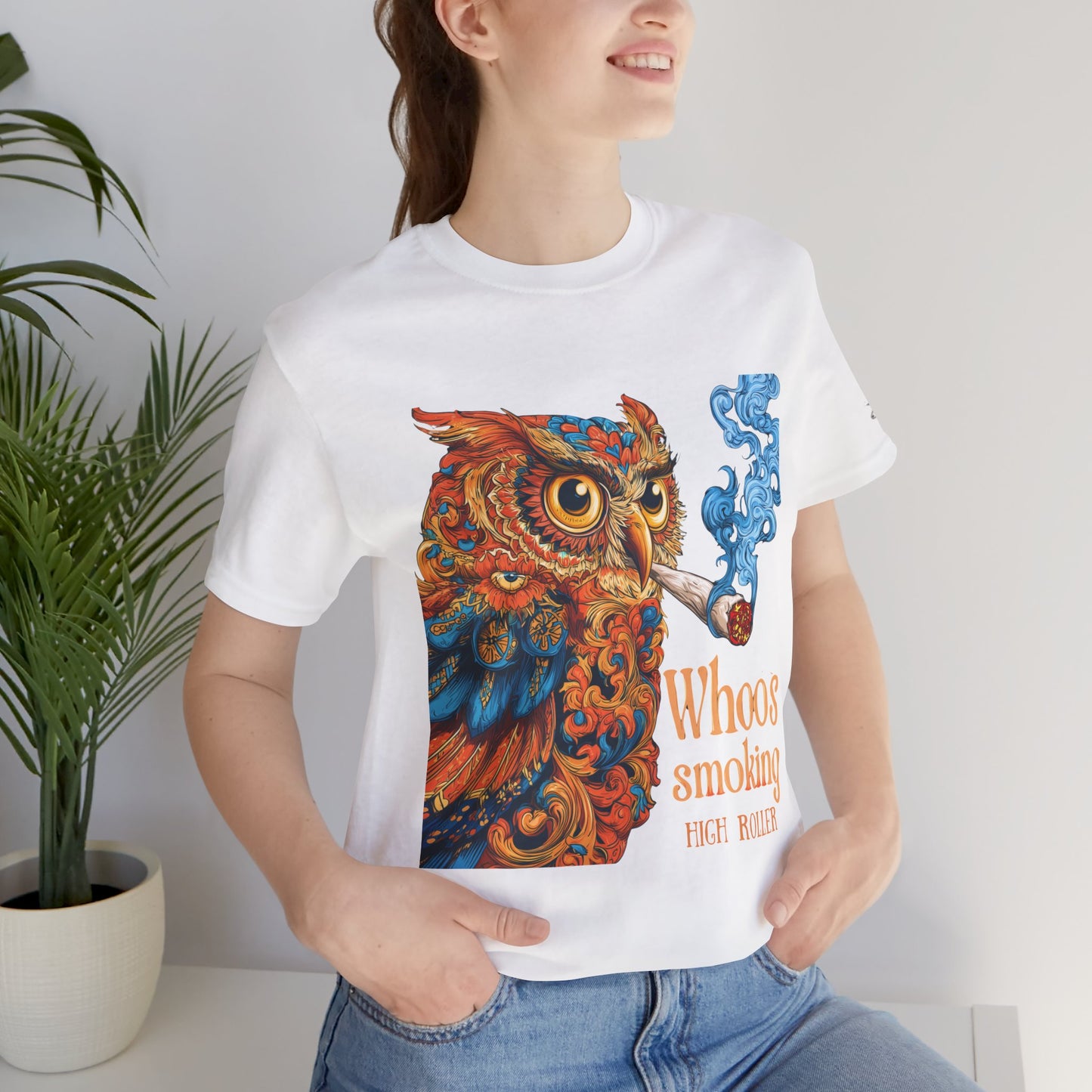 Whoos Smoking Owl Tee - Wise Cannabis Art Design | High Roller