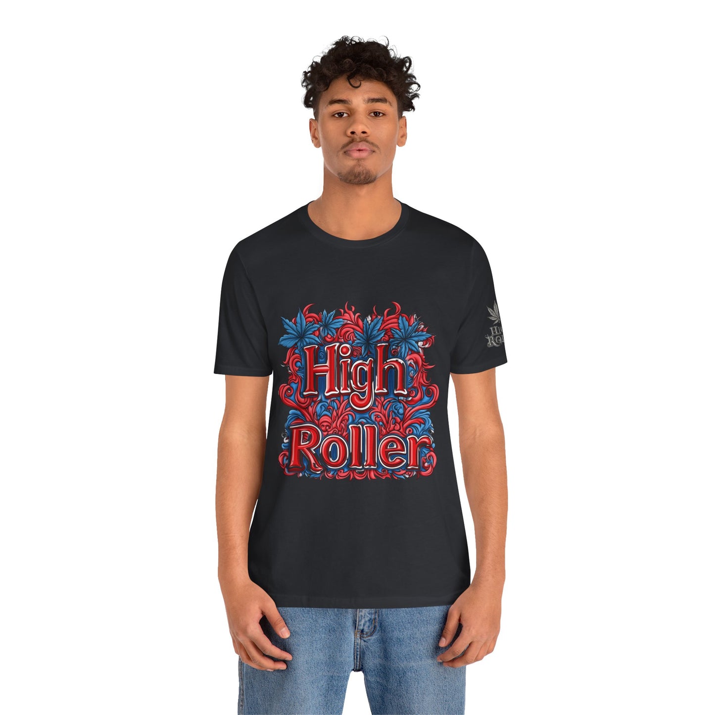 High Roller Ornate Logo Tee - Cannabis Typography Art Design | High Roller