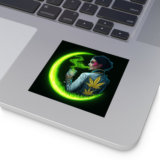 Elegant Victorian Cannabis Moon Goddess Halloween Sticker - Premium HIGH ROLLER Lady Luna 420 Vinyl Decal