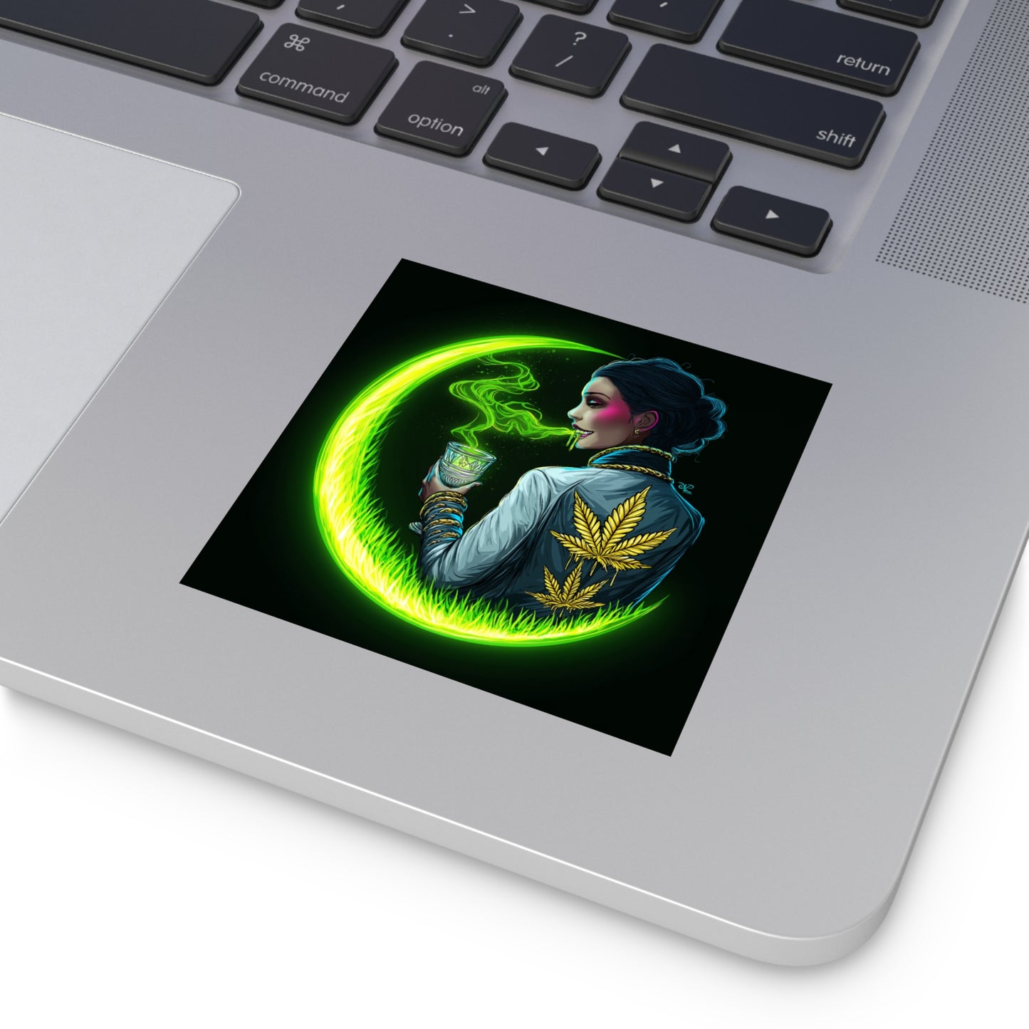 Elegant Victorian Cannabis Moon Goddess Halloween Sticker - Premium HIGH ROLLER Lady Luna 420 Vinyl Decal