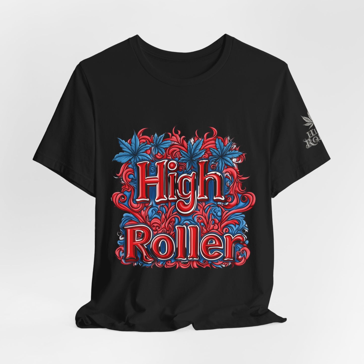 High Roller Ornate Logo Tee - Cannabis Typography Art Design | High Roller