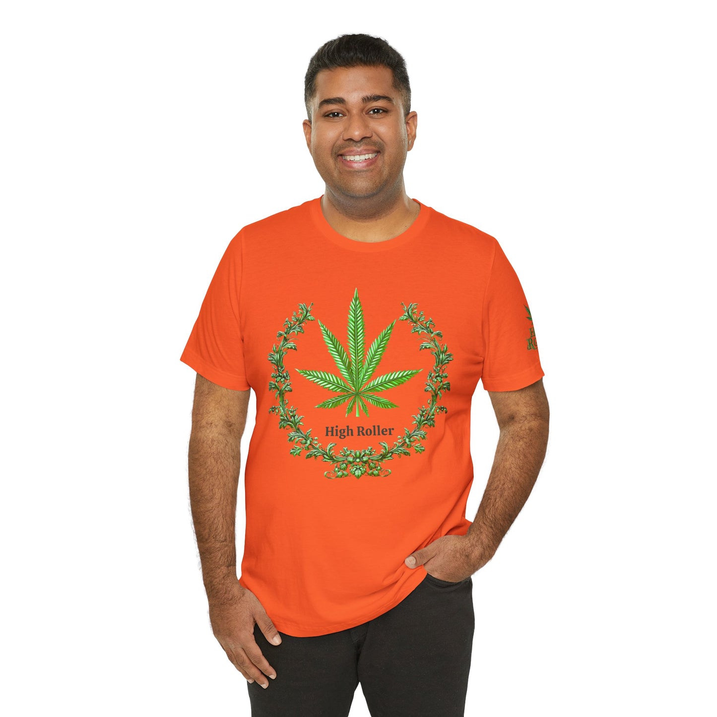 Cannabis Crest Wreath Tee - Botanical Elegance Art Design | High Roller