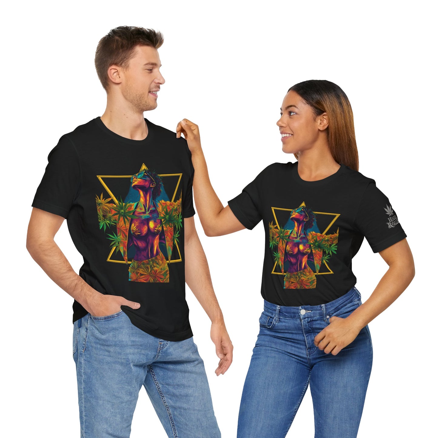 Sacred Geometry Cannabis Goddess Tee - Psychedelic Beauty Art Design | High Roller