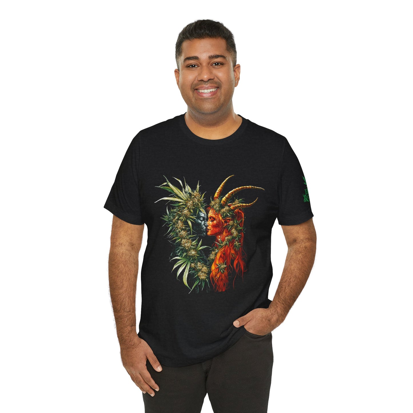 Cannabis Art Dual Face T-Shirt - Premium Unisex Cotton Tee