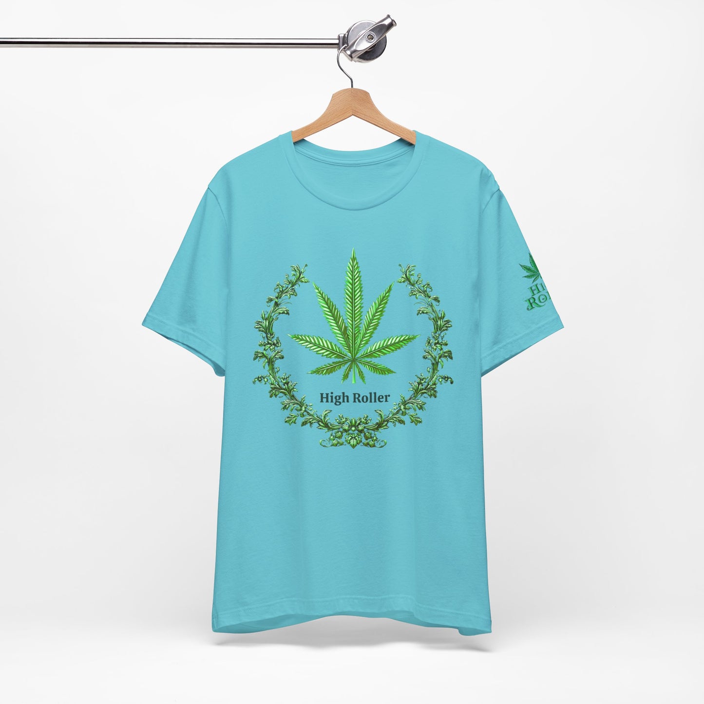 Cannabis Crest Wreath Tee - Botanical Elegance Art Design | High Roller