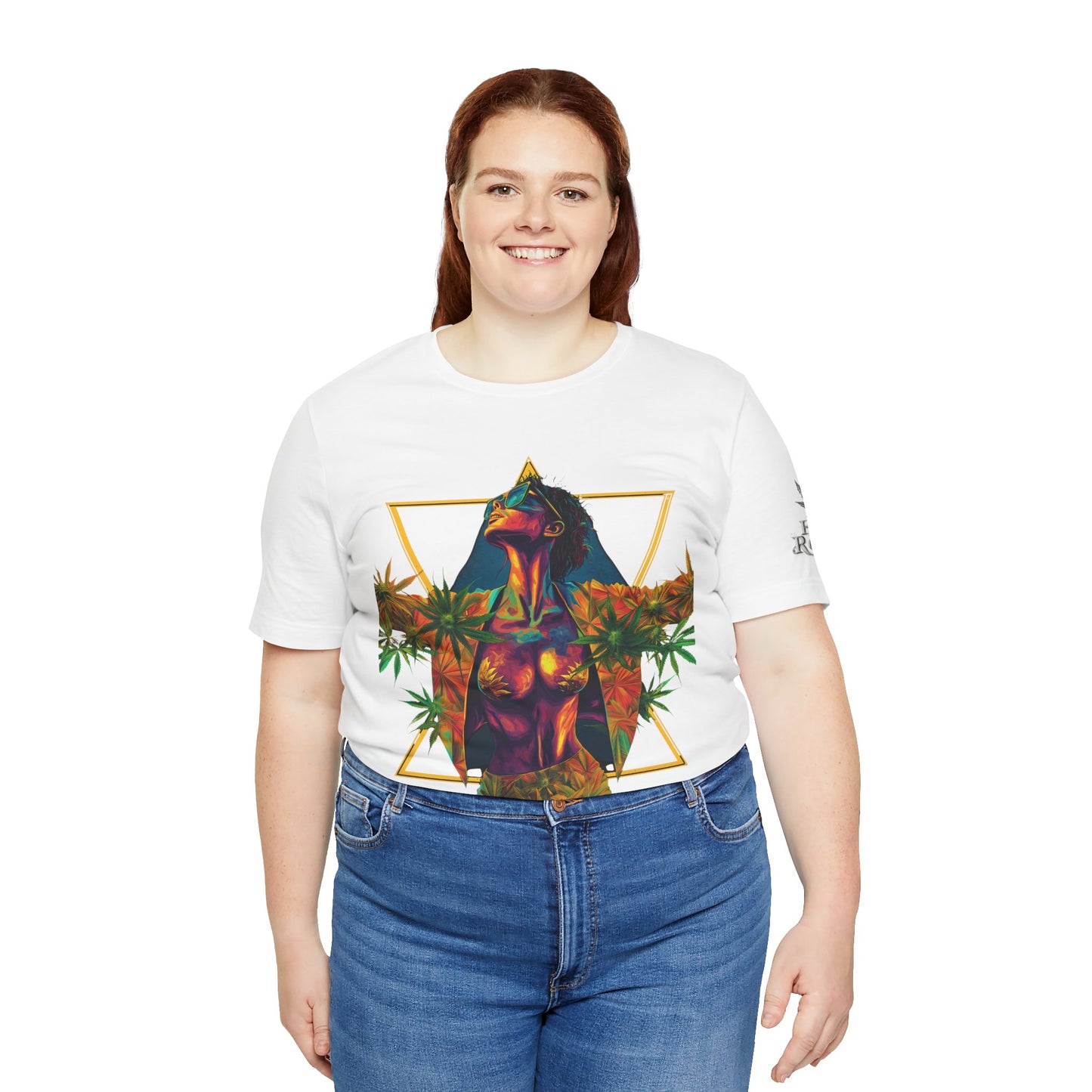 Sacred Geometry Cannabis Goddess Tee - Psychedelic Beauty Art Design | High Roller