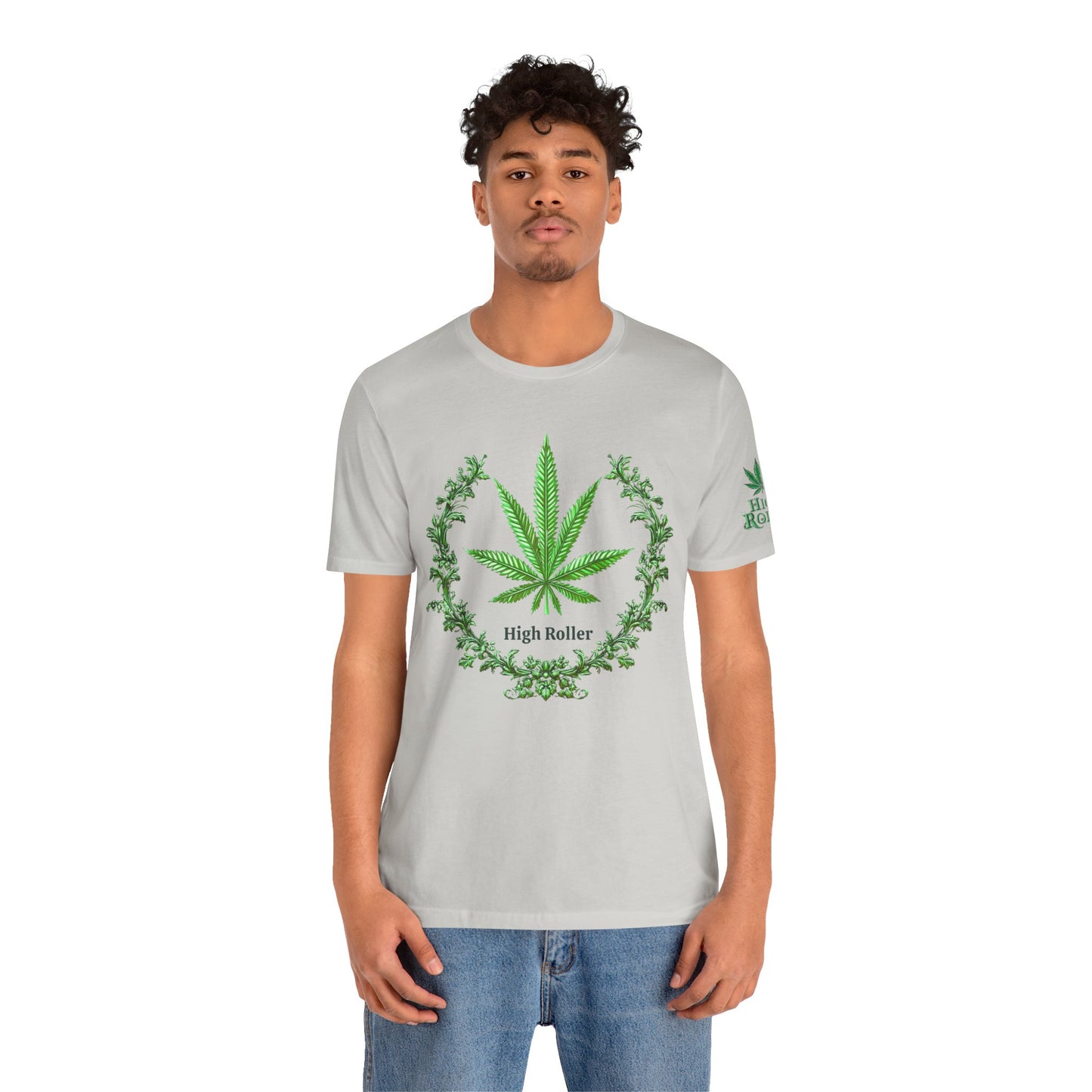 Cannabis Crest Wreath Tee - Botanical Elegance Art Design | High Roller