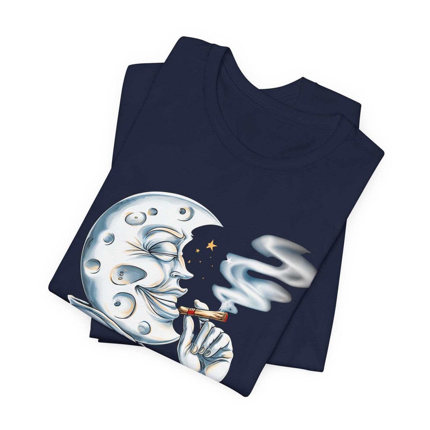 Midnight Toker Moon Tee - Premium Airlume Cotton Cannabis Culture Vintage Art