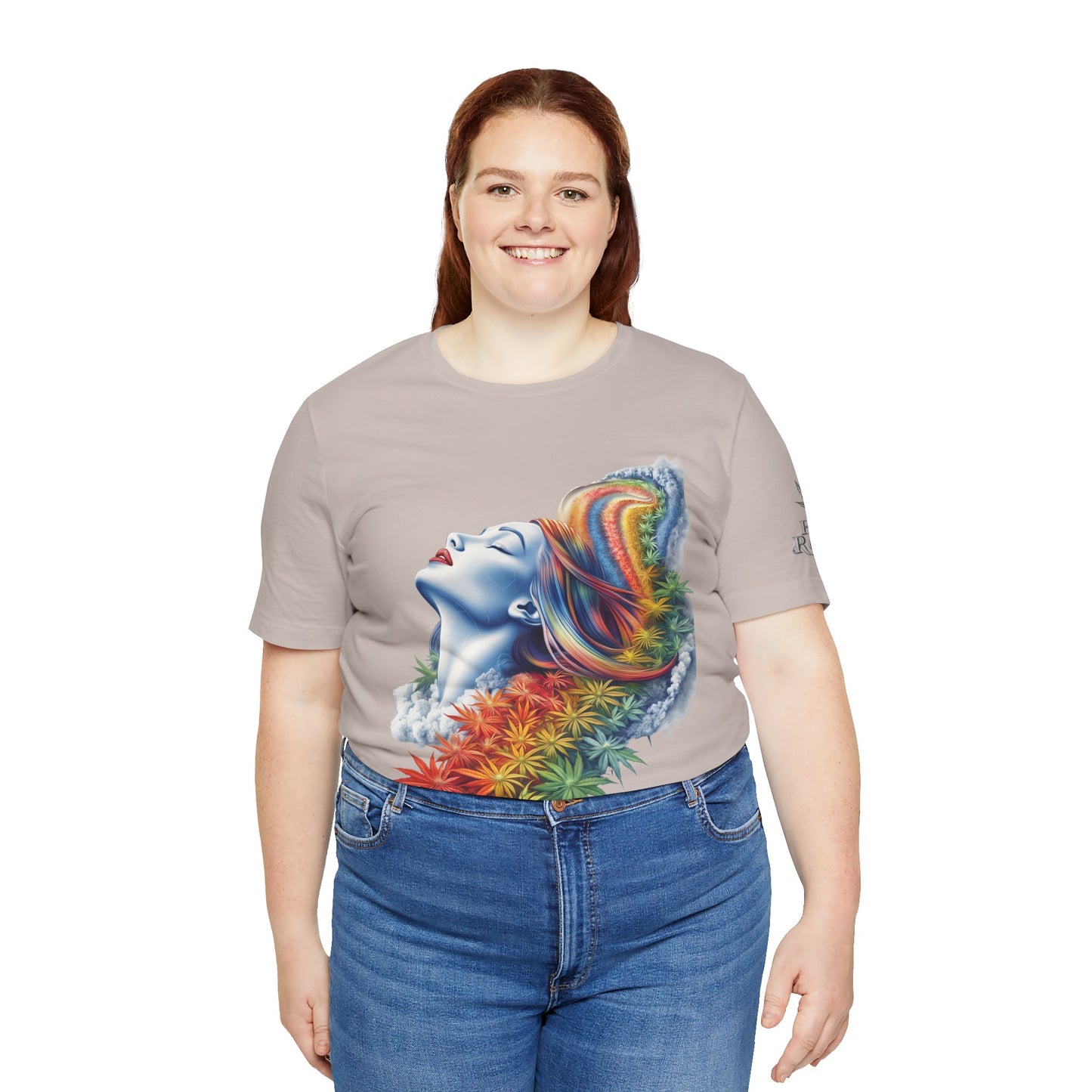 Rainbow Cannabis Goddess Tee - Ethereal Beauty Art Design | High Roller