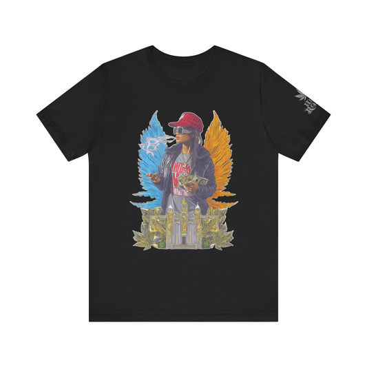 High Roller Golden Wings Money Cannabis T-Shirt - Premium 420 Hip-Hop Angel Street Culture Success Lifestyle Apparel