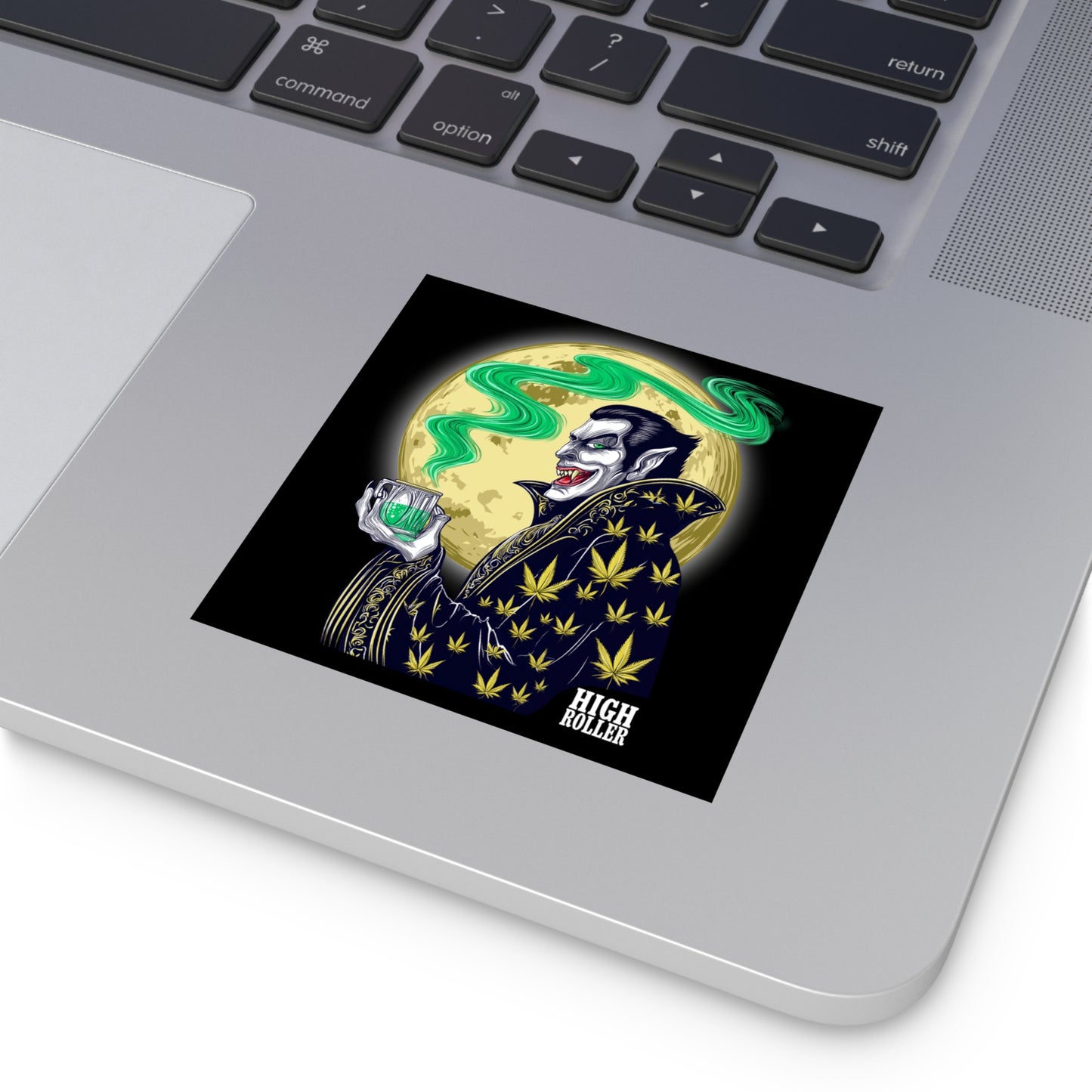 Vampire Count Cannabis Halloween Moon Sticker - Premium Dracula HIGH ROLLER Goblet 420 Vinyl Decal