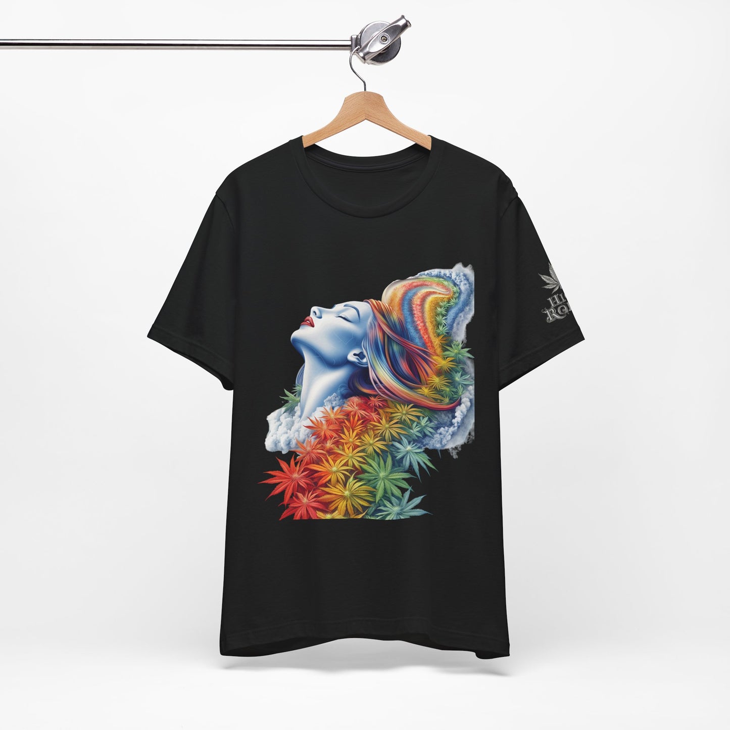 Rainbow Cannabis Goddess Tee - Ethereal Beauty Art Design | High Roller