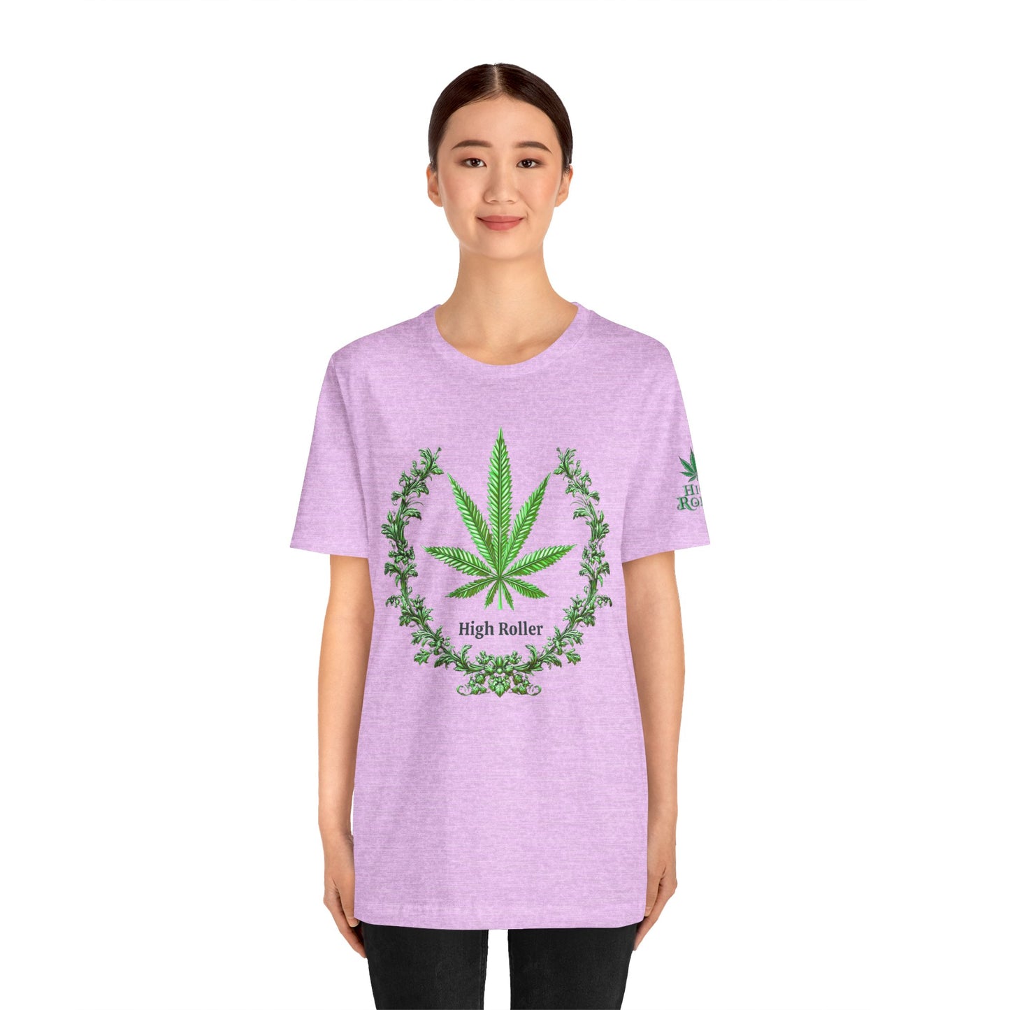 Cannabis Crest Wreath Tee - Botanical Elegance Art Design | High Roller