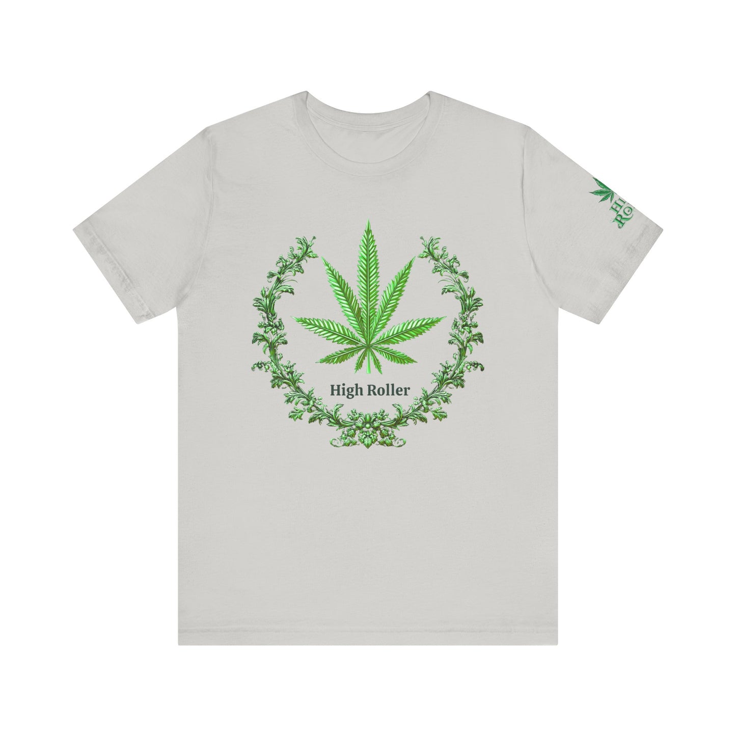 Cannabis Crest Wreath Tee - Botanical Elegance Art Design | High Roller