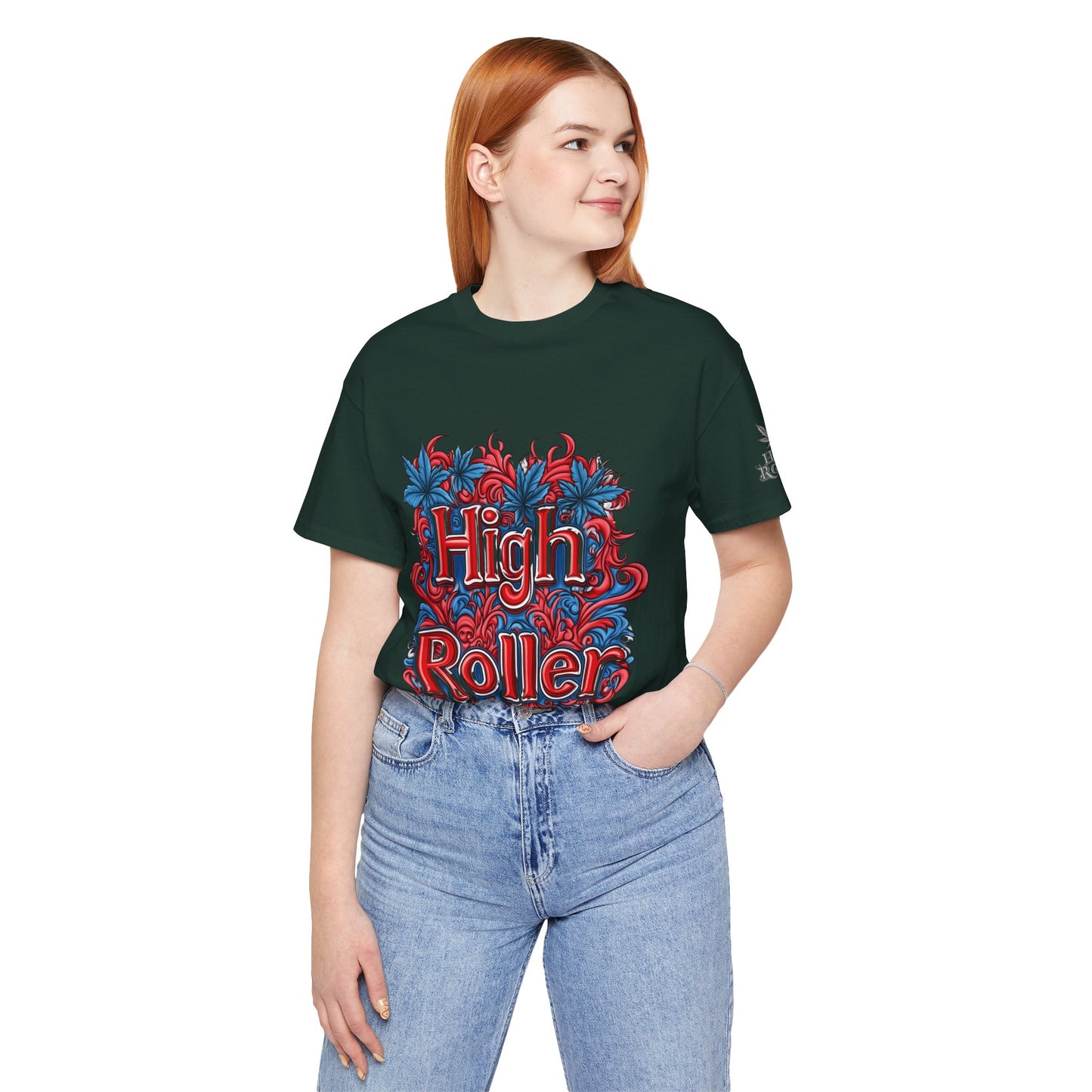 High Roller Ornate Logo Tee - Cannabis Typography Art Design | High Roller