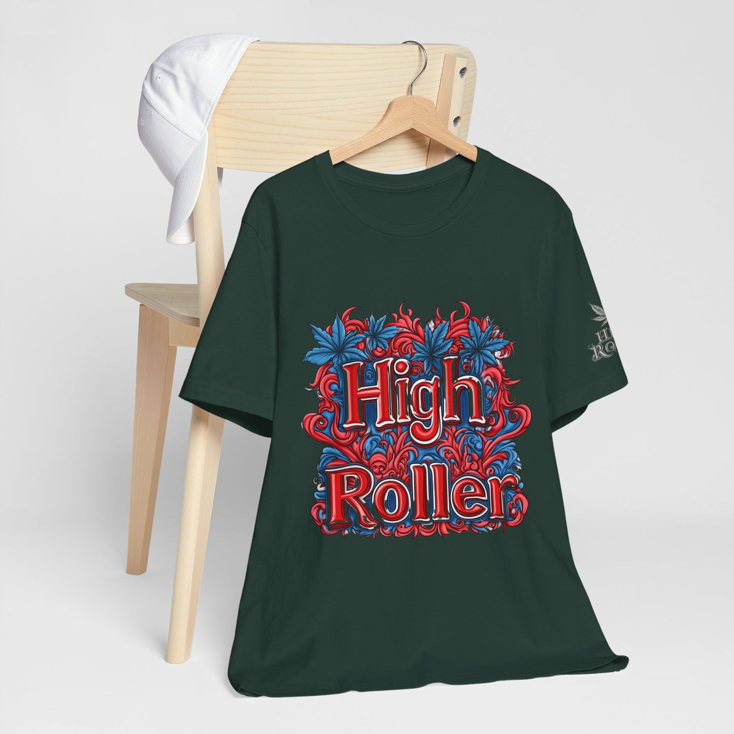 High Roller Ornate Logo Tee - Cannabis Typography Art Design | High Roller