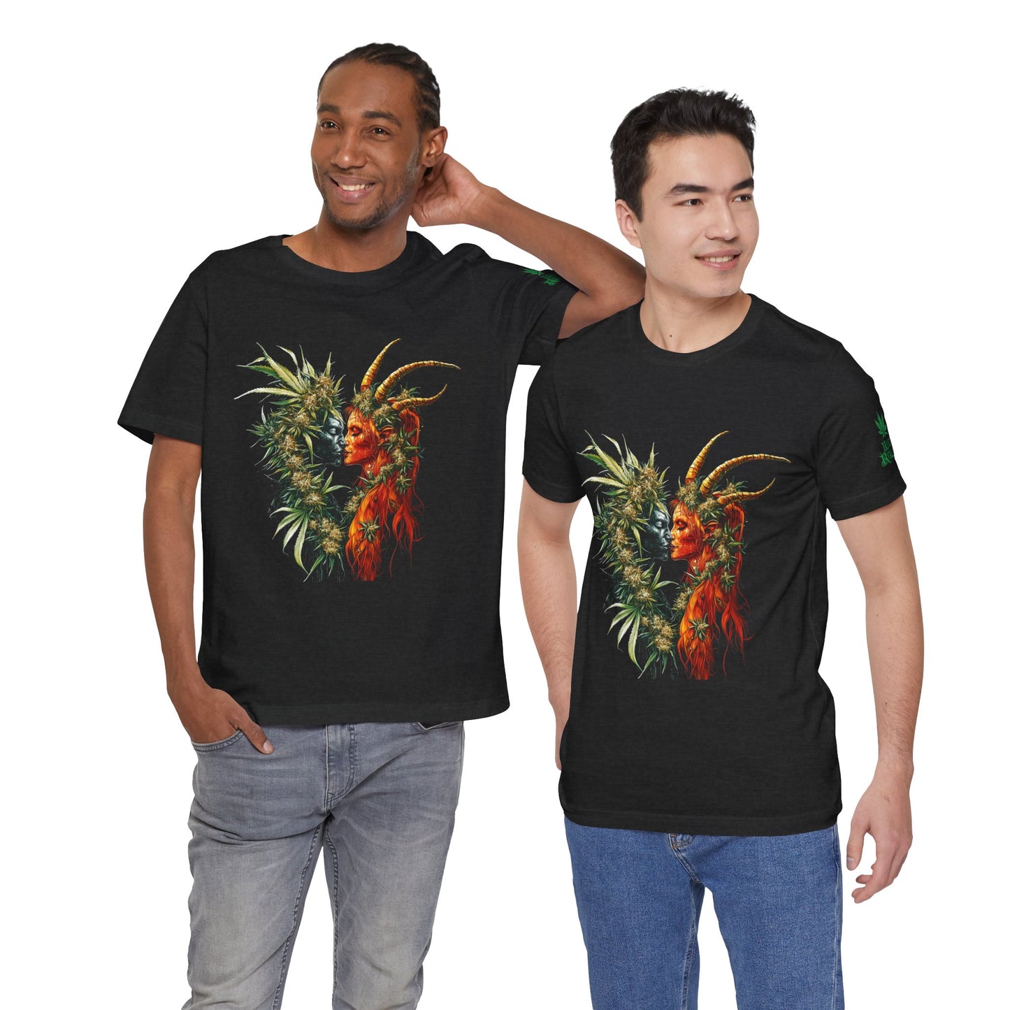Cannabis Art Dual Face T-Shirt - Premium Unisex Cotton Tee