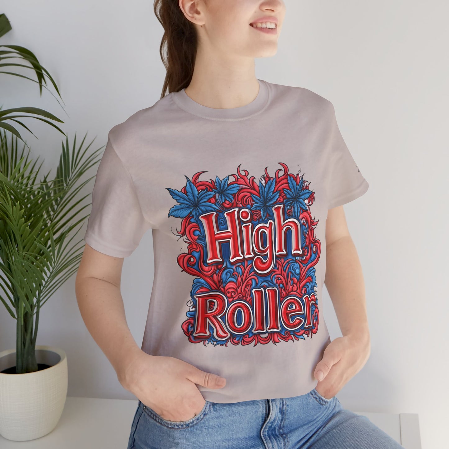 High Roller Ornate Logo Tee - Cannabis Typography Art Design | High Roller