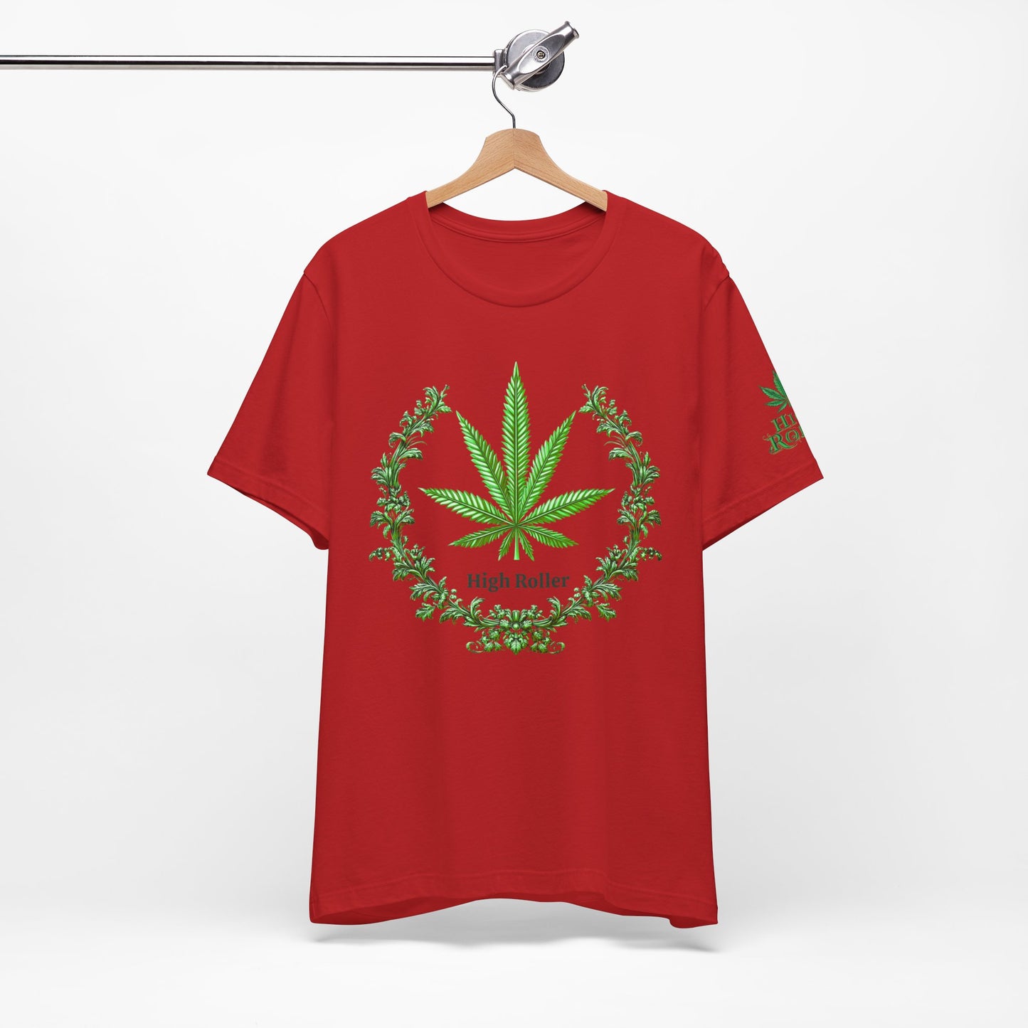 Cannabis Crest Wreath Tee - Botanical Elegance Art Design | High Roller