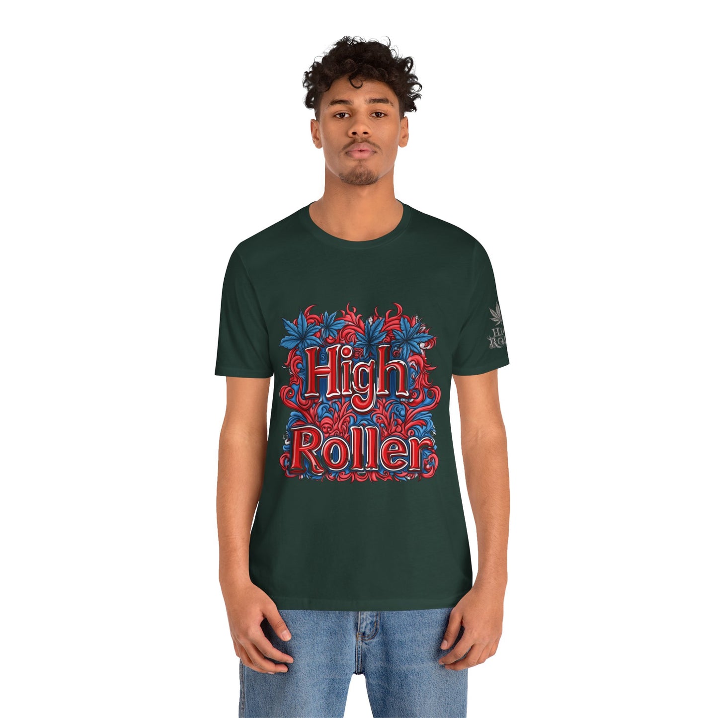High Roller Ornate Logo Tee - Cannabis Typography Art Design | High Roller