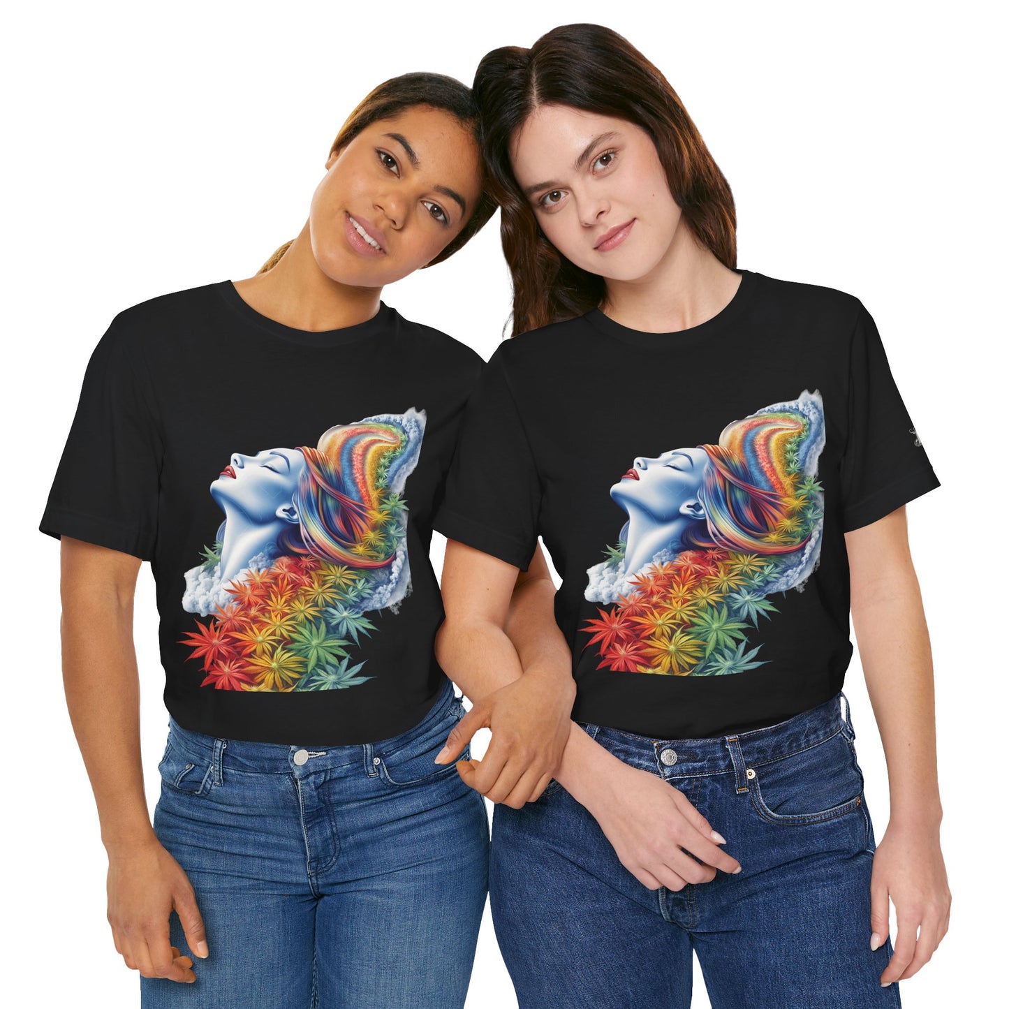 Rainbow Cannabis Goddess Tee - Ethereal Beauty Art Design | High Roller