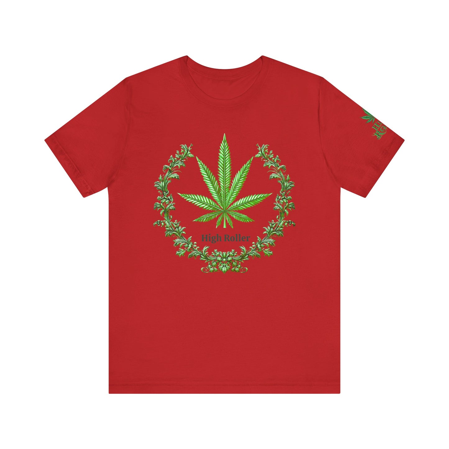 Cannabis Crest Wreath Tee - Botanical Elegance Art Design | High Roller