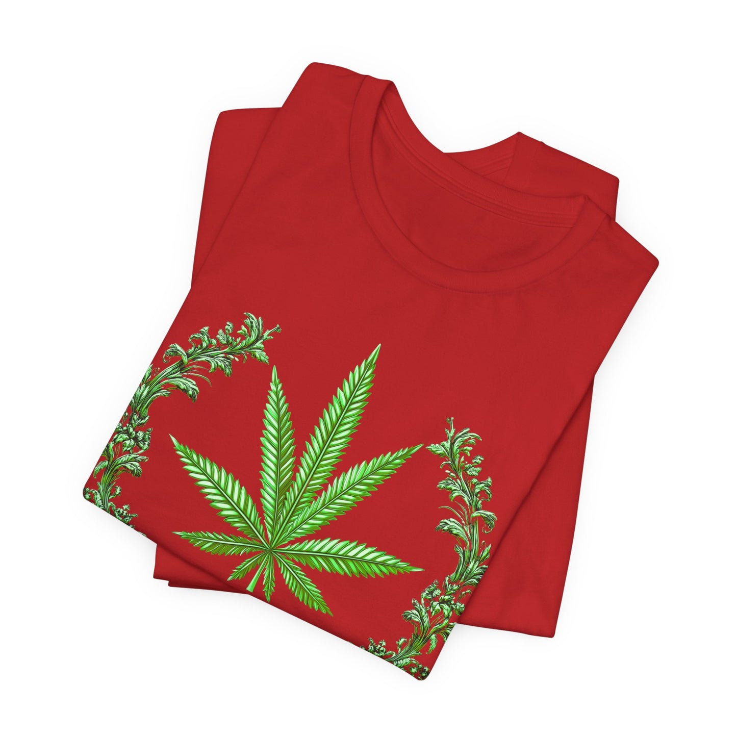 Cannabis Crest Wreath Tee - Botanical Elegance Art Design | High Roller