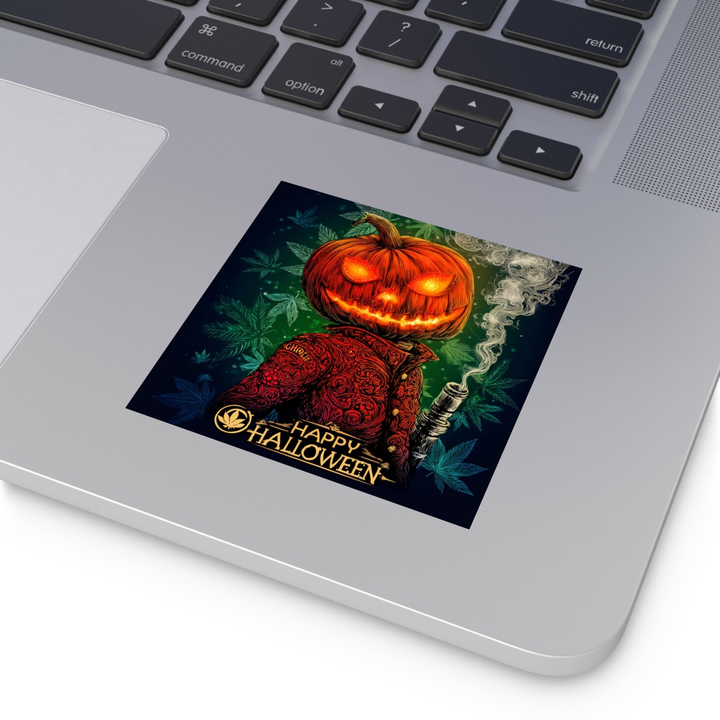 Jack O'Lantern Gentleman Cannabis Connoisseur Halloween Sticker - Premium Pumpkin Head 420 Vinyl Decal