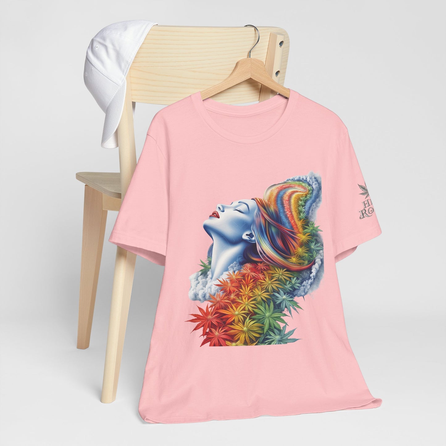 Rainbow Cannabis Goddess Tee - Ethereal Beauty Art Design | High Roller