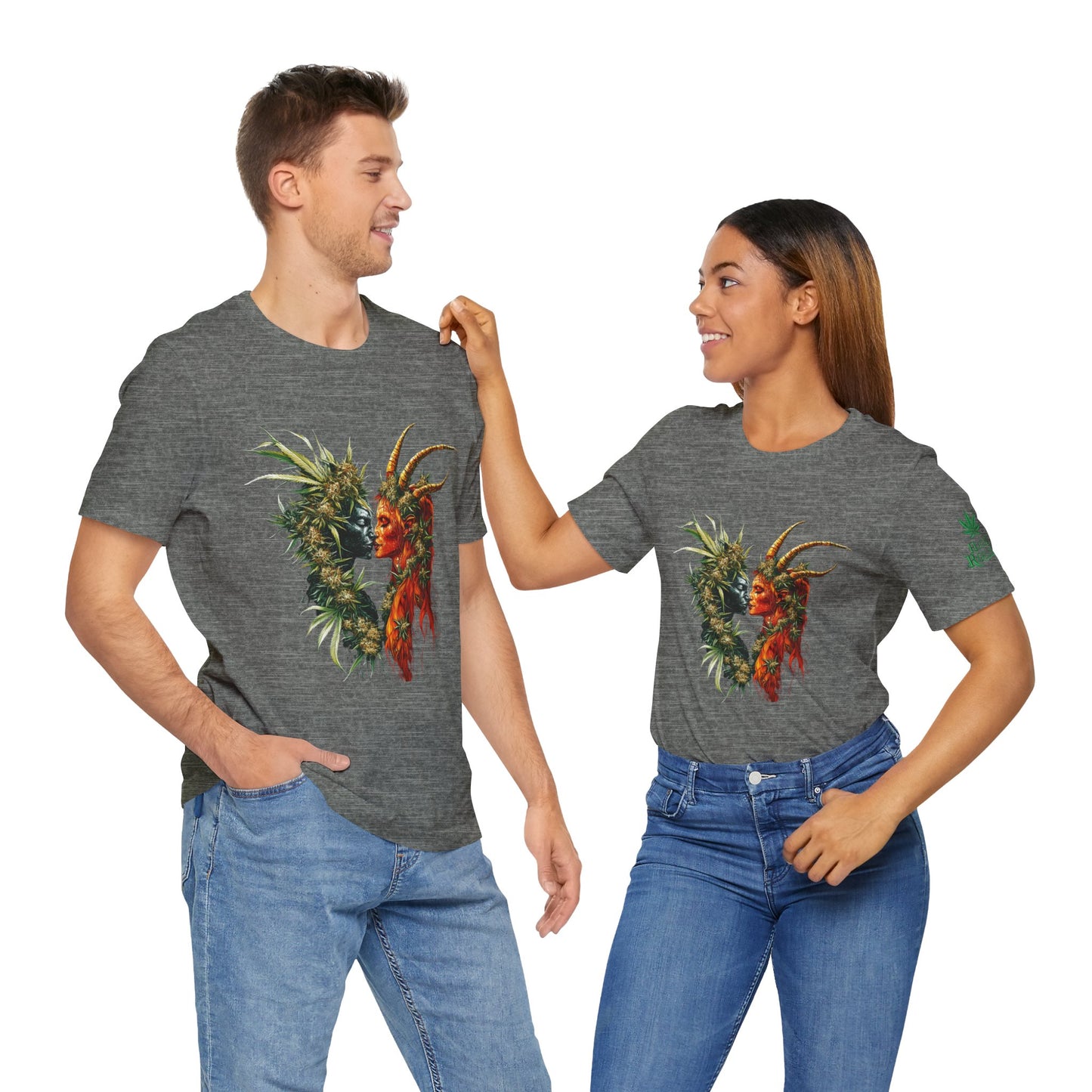Cannabis Art Dual Face T-Shirt - Premium Unisex Cotton Tee