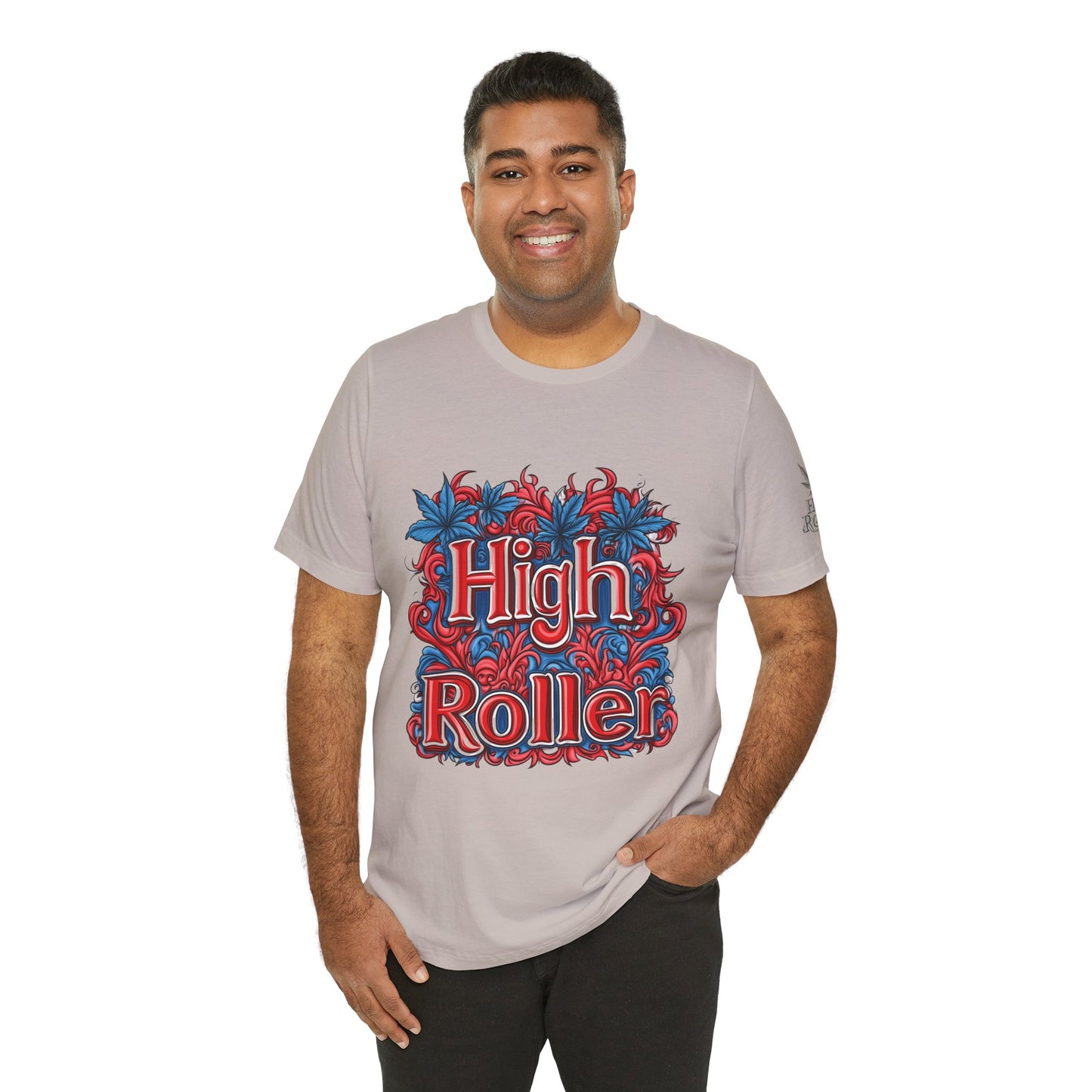 High Roller Ornate Logo Tee - Cannabis Typography Art Design | High Roller