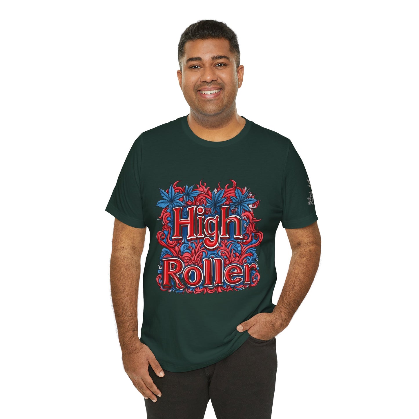 High Roller Ornate Logo Tee - Cannabis Typography Art Design | High Roller