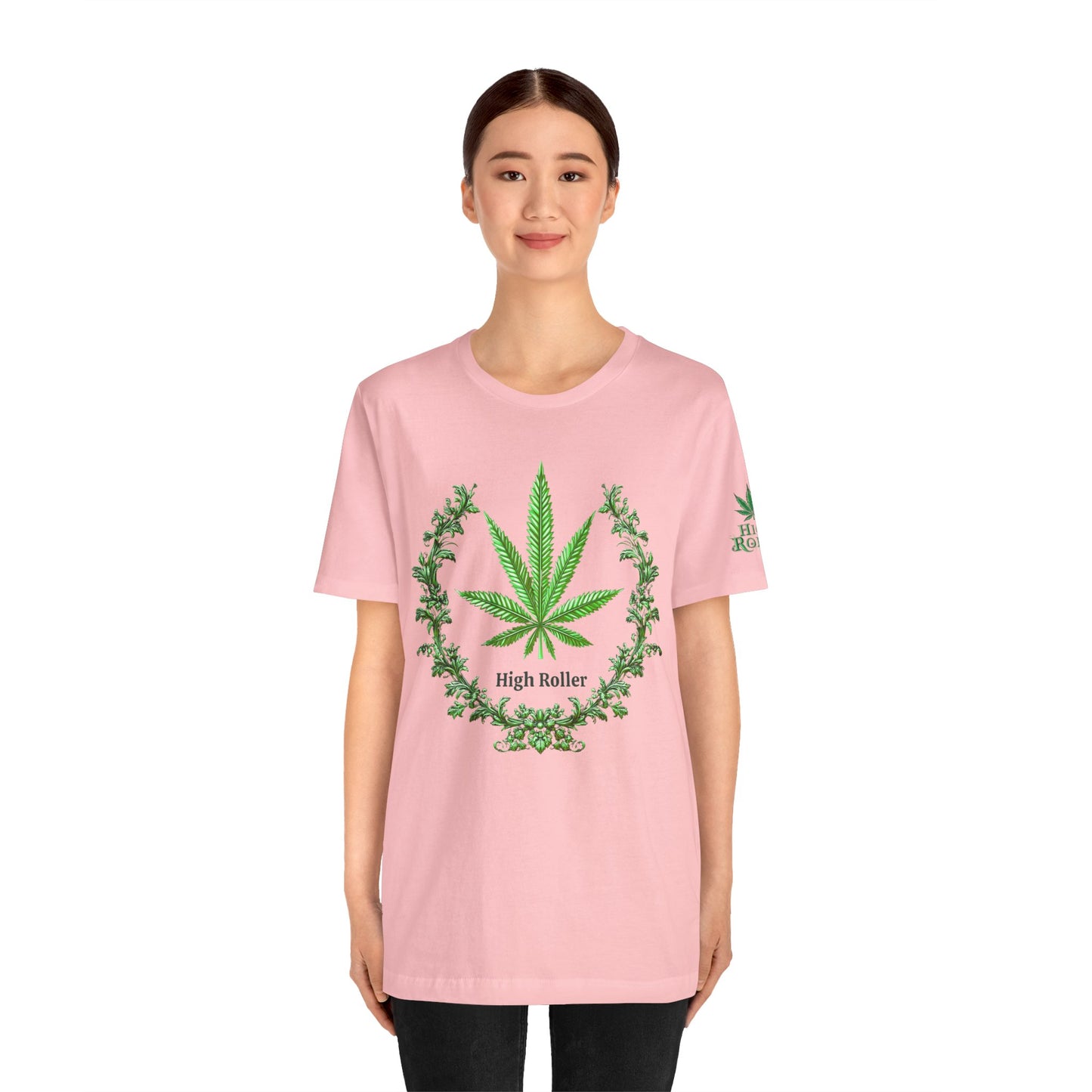 Cannabis Crest Wreath Tee - Botanical Elegance Art Design | High Roller