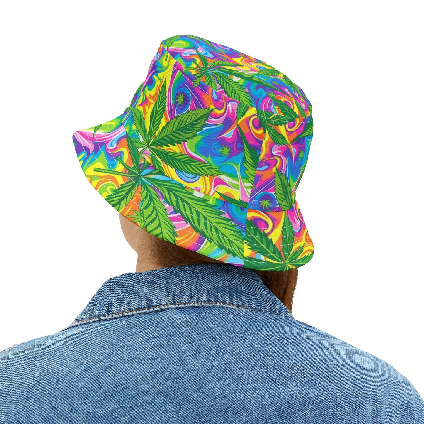 "HIGH ROLLER" Psychedelic Rainbow Swirl Bucket Hat