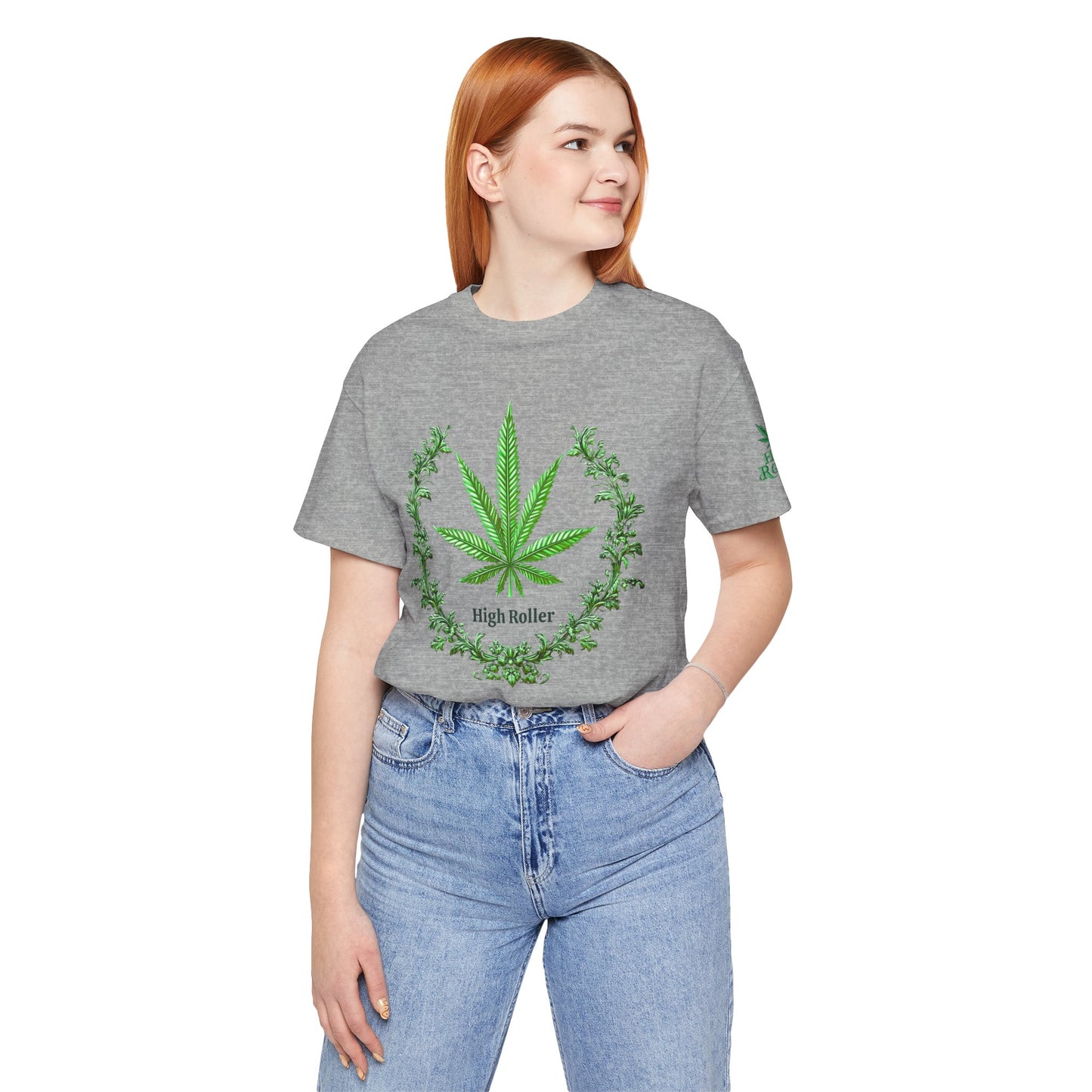 Cannabis Crest Wreath Tee - Botanical Elegance Art Design | High Roller