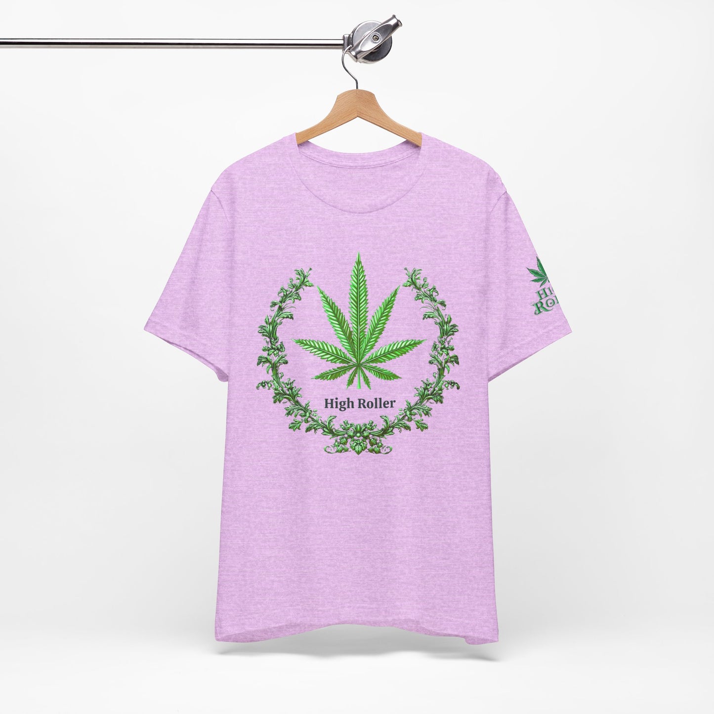 Cannabis Crest Wreath Tee - Botanical Elegance Art Design | High Roller
