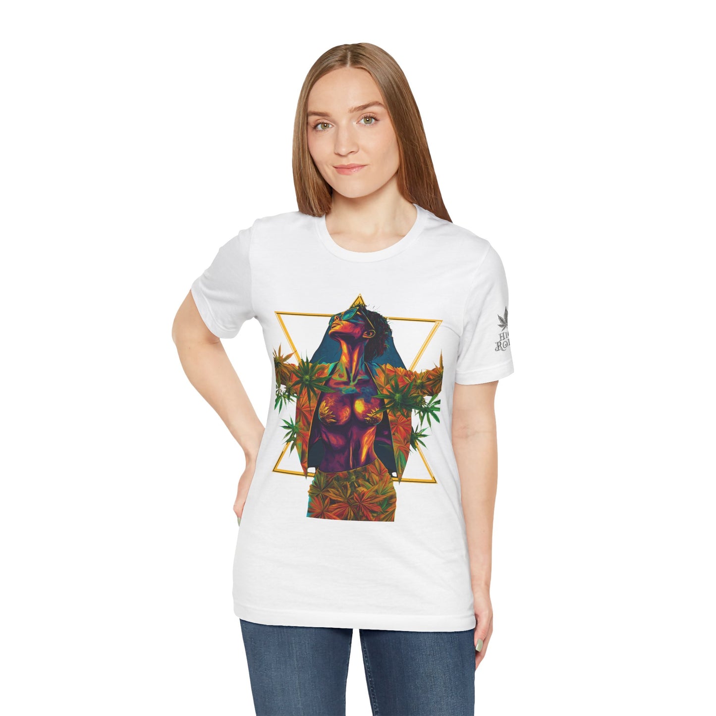 Sacred Geometry Cannabis Goddess Tee - Psychedelic Beauty Art Design | High Roller