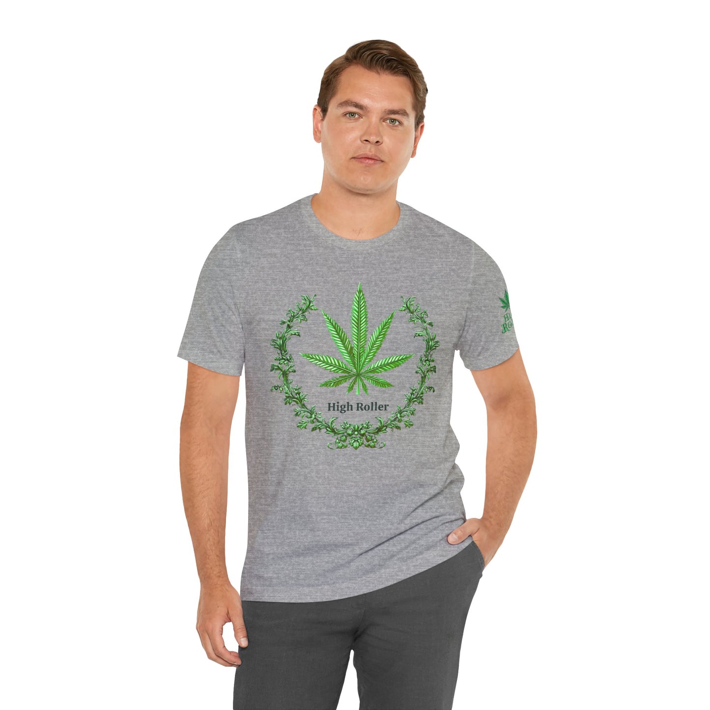 Cannabis Crest Wreath Tee - Botanical Elegance Art Design | High Roller