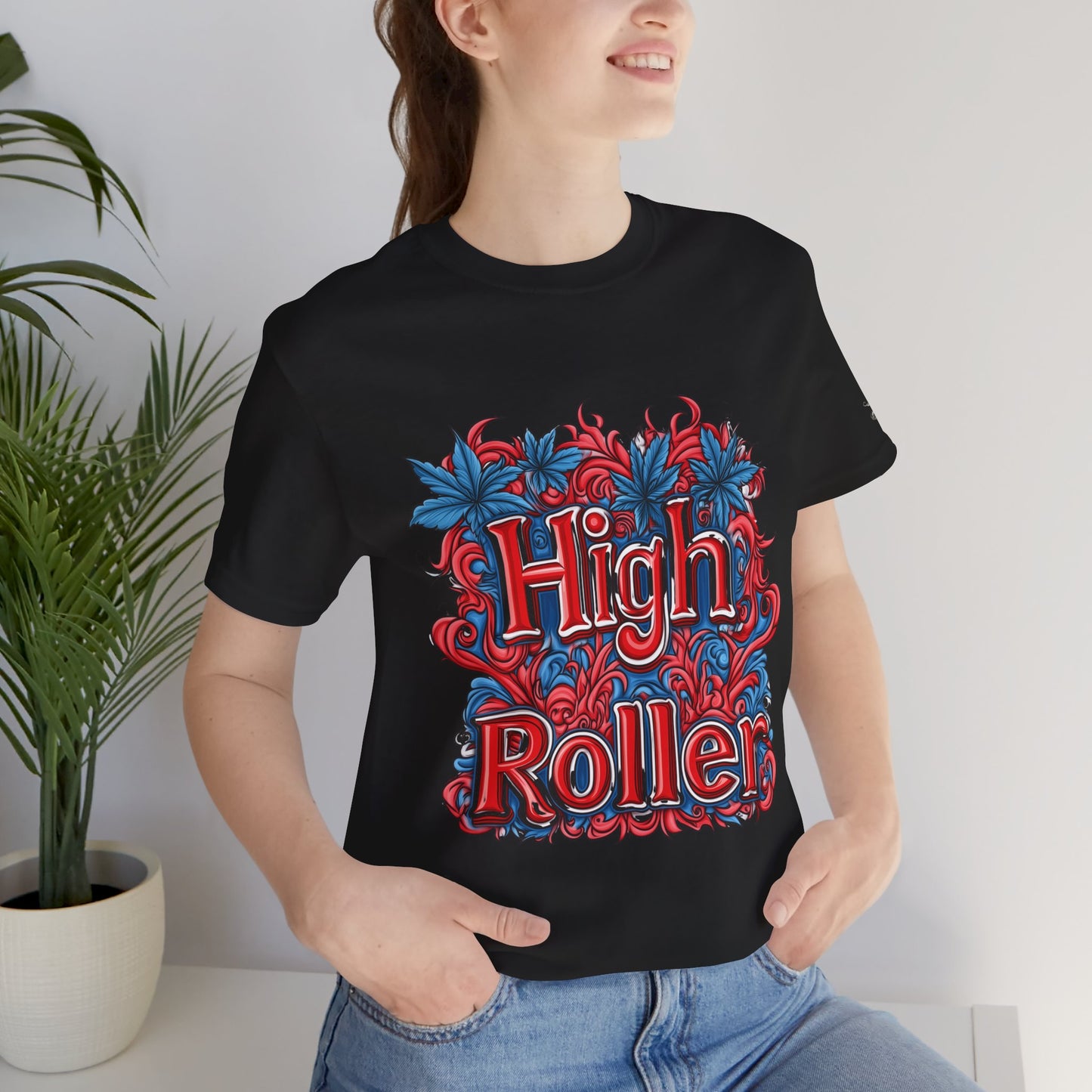 High Roller Ornate Logo Tee - Cannabis Typography Art Design | High Roller