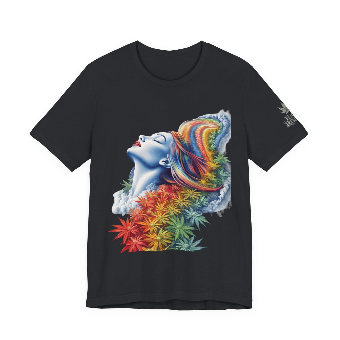 Rainbow Cannabis Goddess Tee - Ethereal Beauty Art Design | High Roller