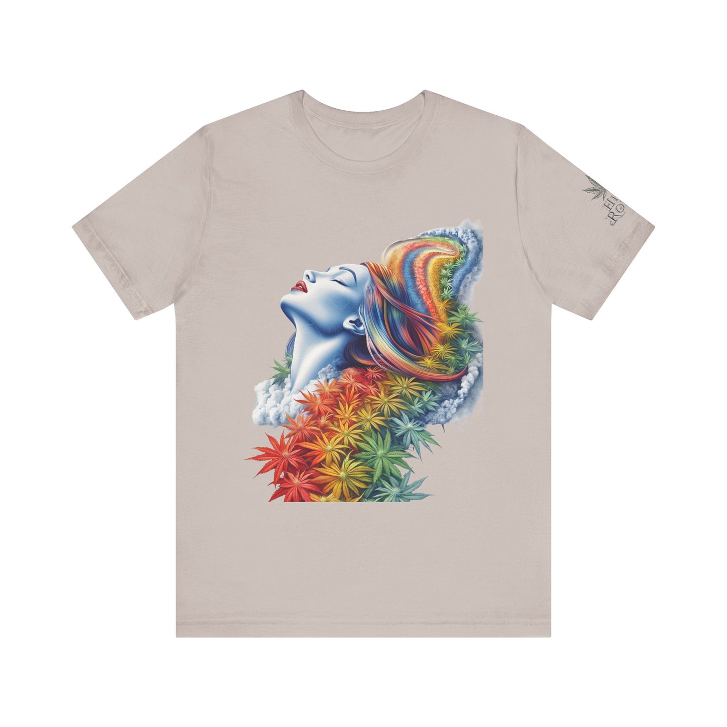 Rainbow Cannabis Goddess Tee - Ethereal Beauty Art Design | High Roller