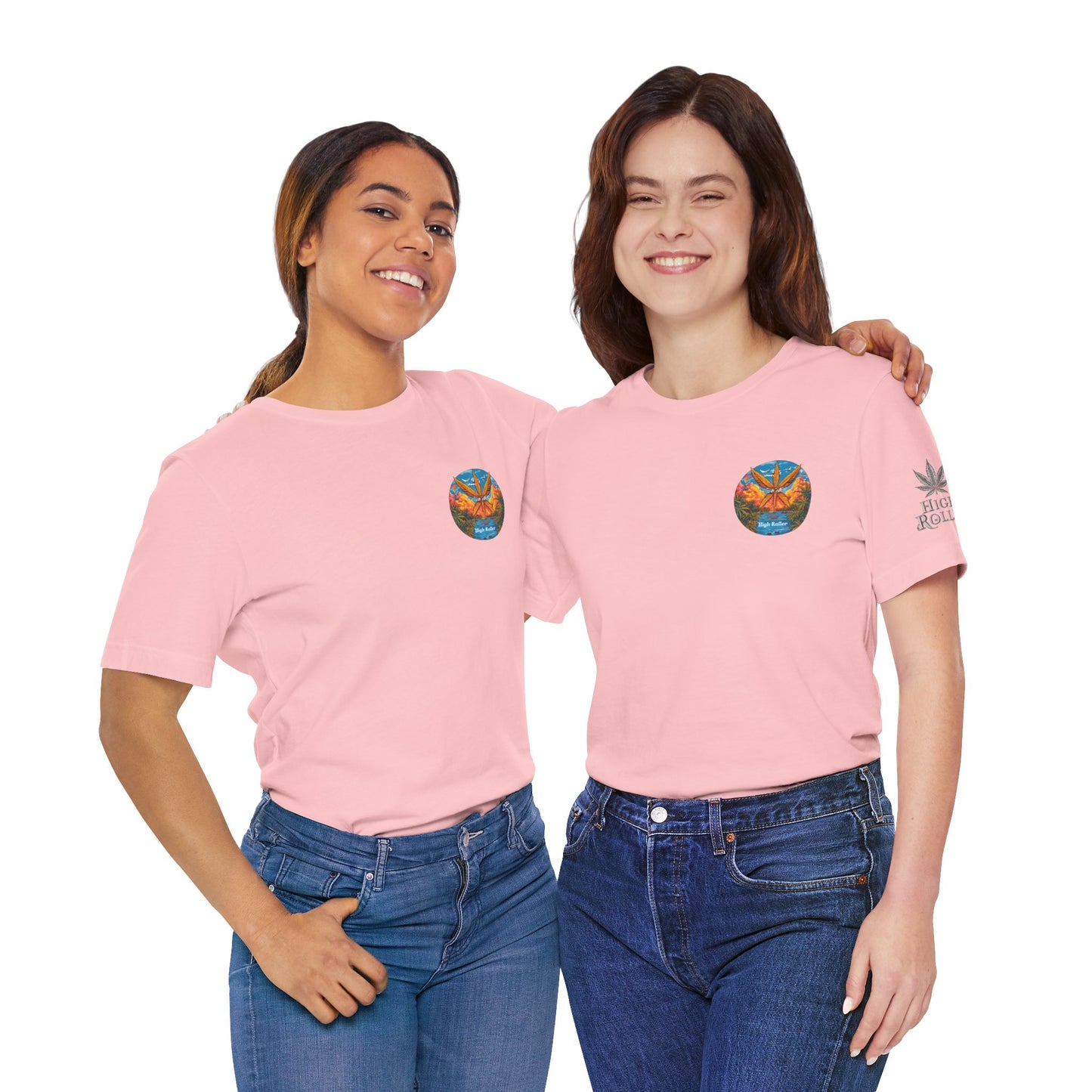 Cannabis Paradise Circle Tee - Tropical Sunset Art Design | High Roller