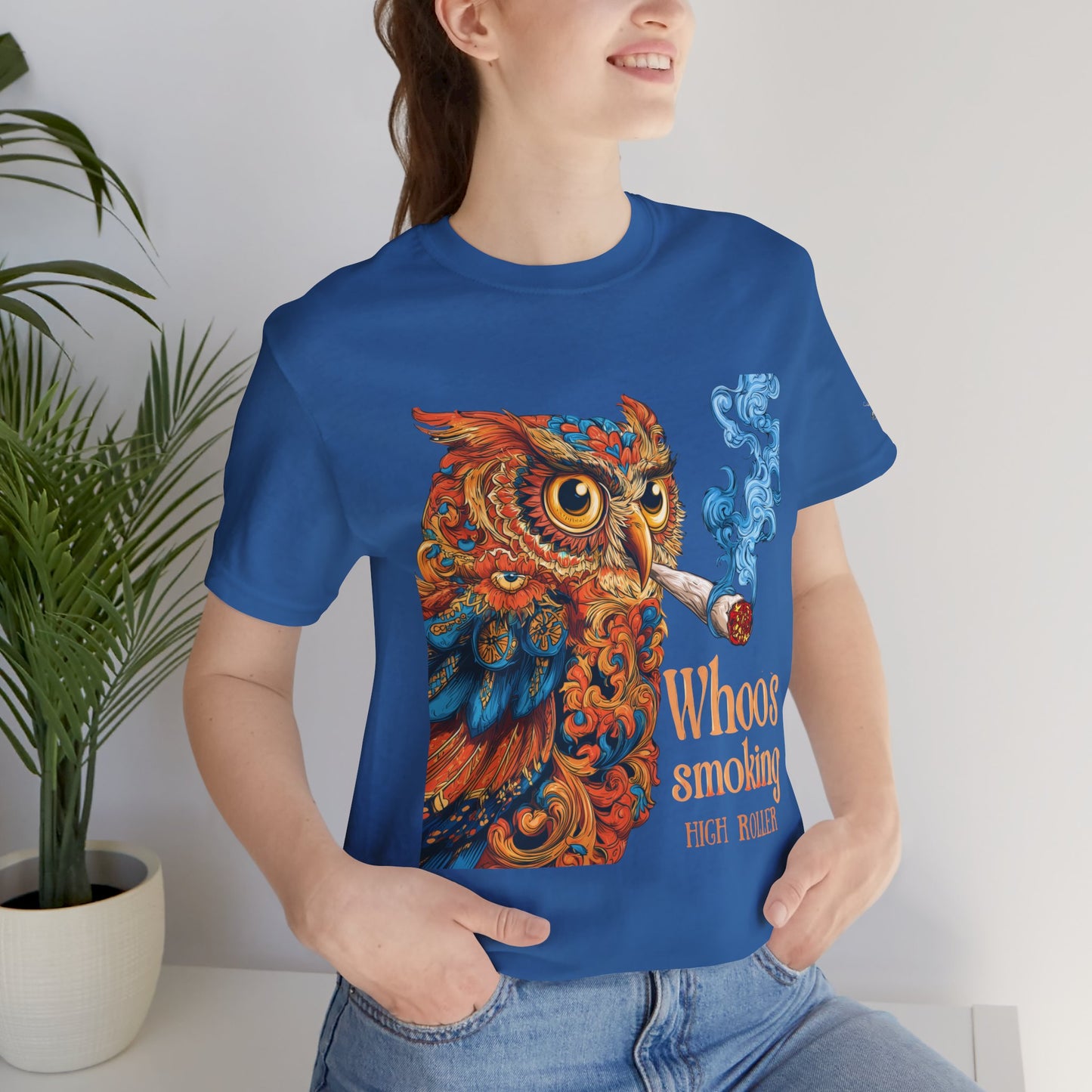Whoos Smoking Owl Tee - Wise Cannabis Art Design | High Roller