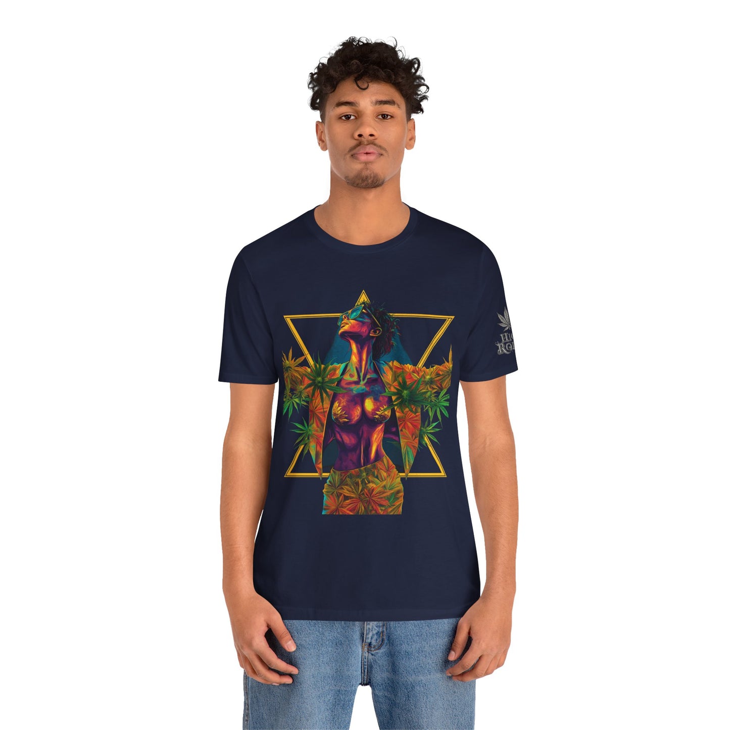 Sacred Geometry Cannabis Goddess Tee - Psychedelic Beauty Art Design | High Roller