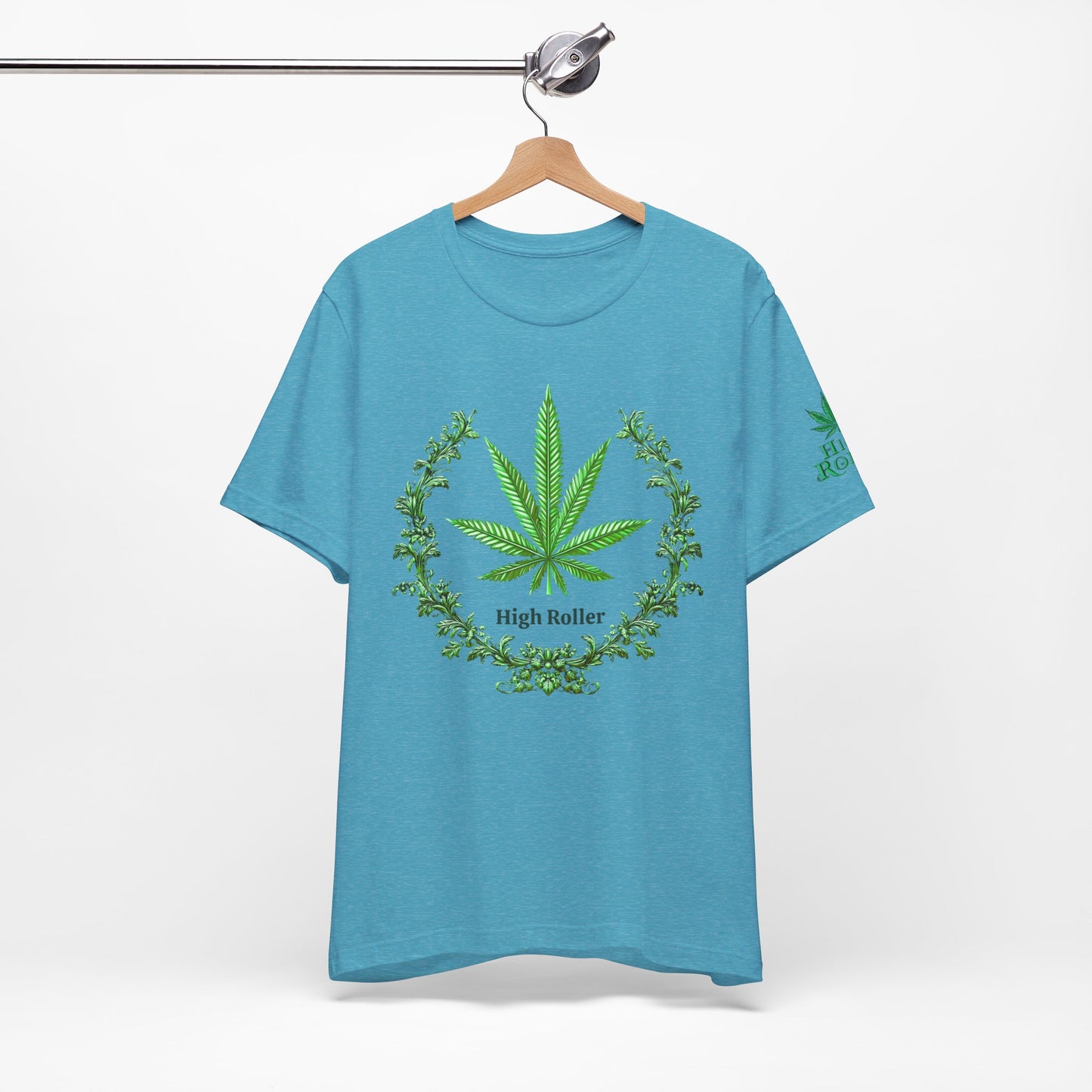 Cannabis Crest Wreath Tee - Botanical Elegance Art Design | High Roller